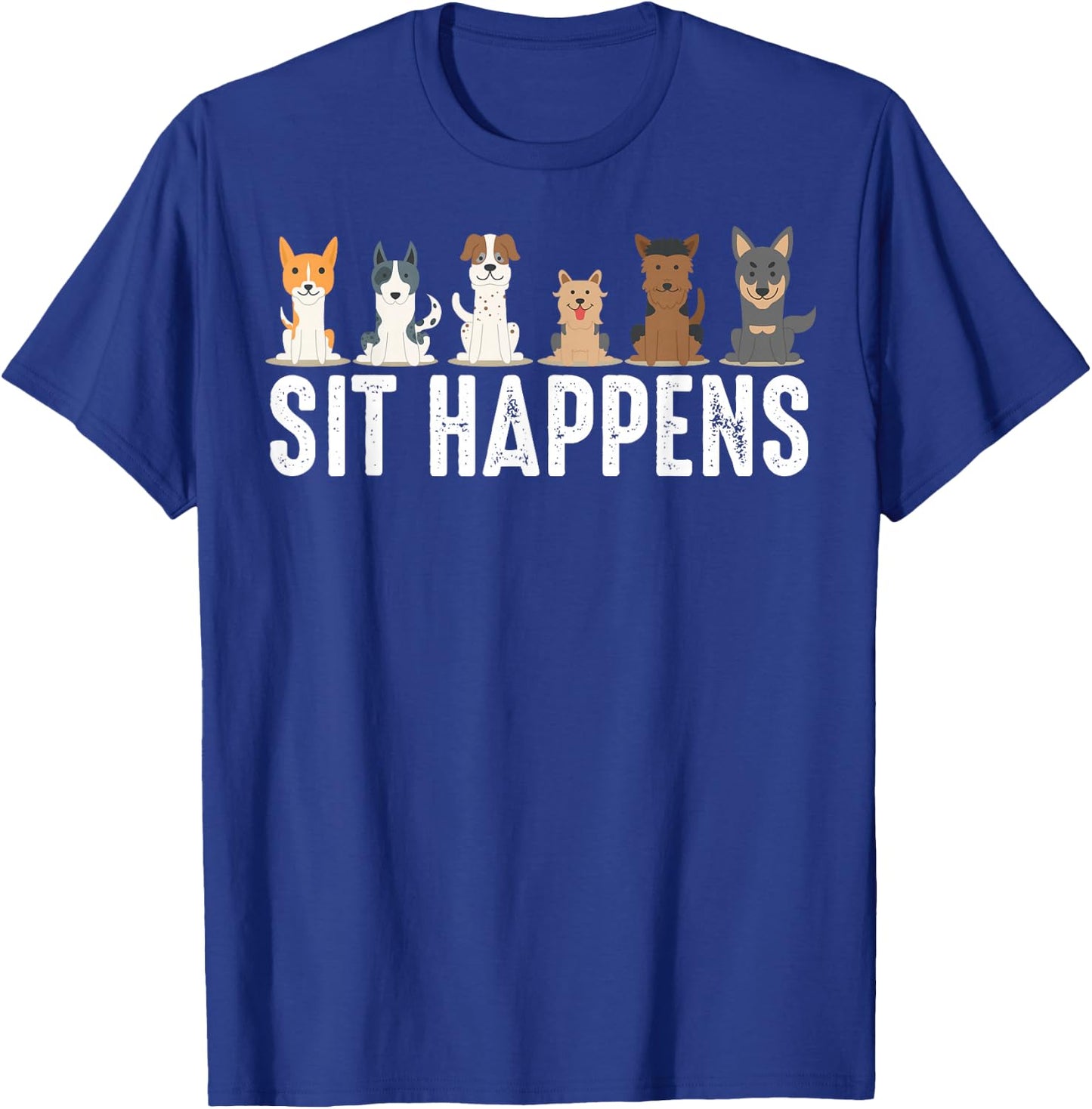 Cute Animal Whisperer Puppies Humor Quote Designs | Funny Sit Happens | Cool Sitting Dogs -Adults, Kids - Black, Short Sleeve, Classic Fit, , Pull On T-Shirt - T-Shirt | Royal