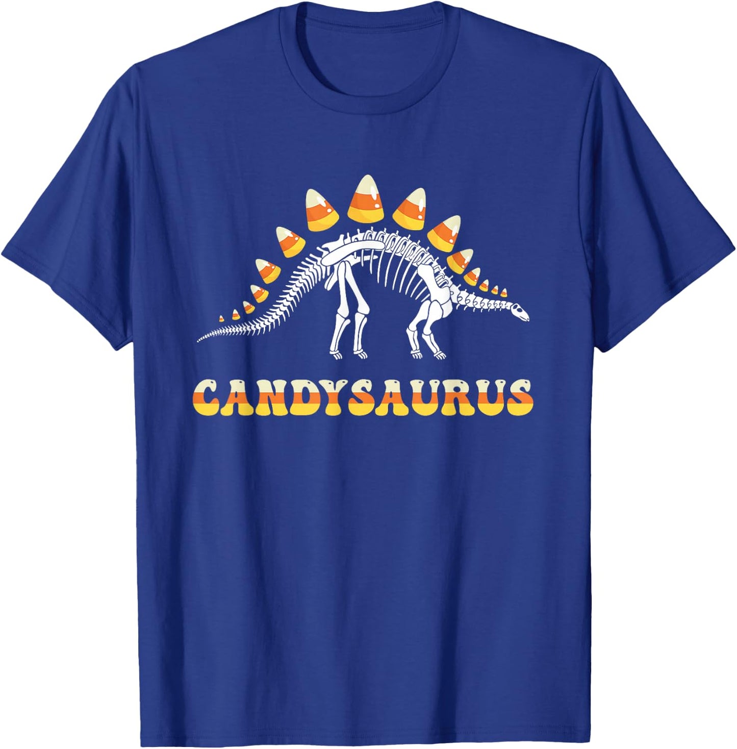 Funny Candysaurus Candy Corn Toddler Kid Dinosaur Halloween T-Shirt - T-Shirt | Royal