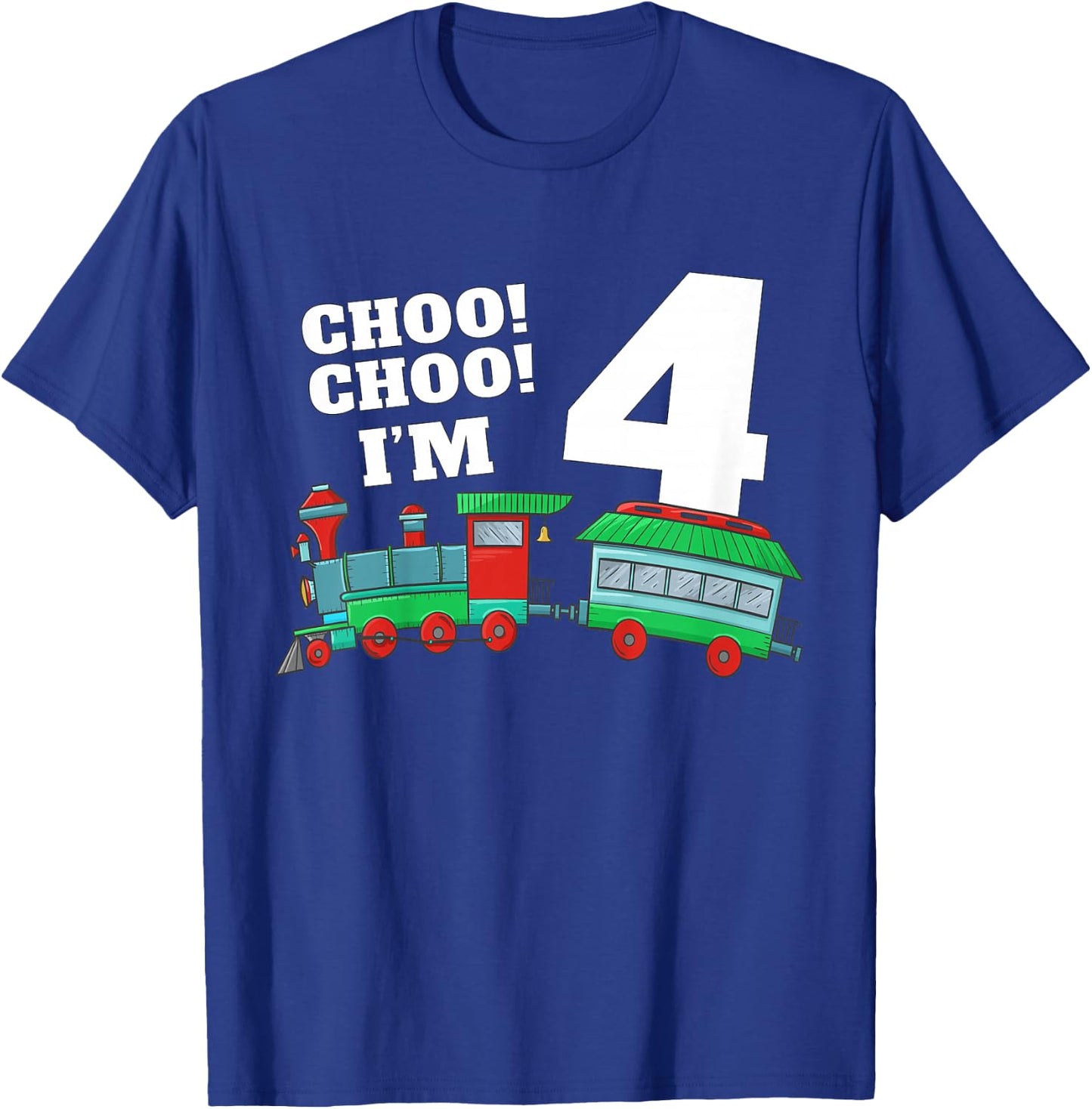 Kids Train 4th Birthday Boy Train 4 Year Old Four T-Shirt - T-Shirt | Royal