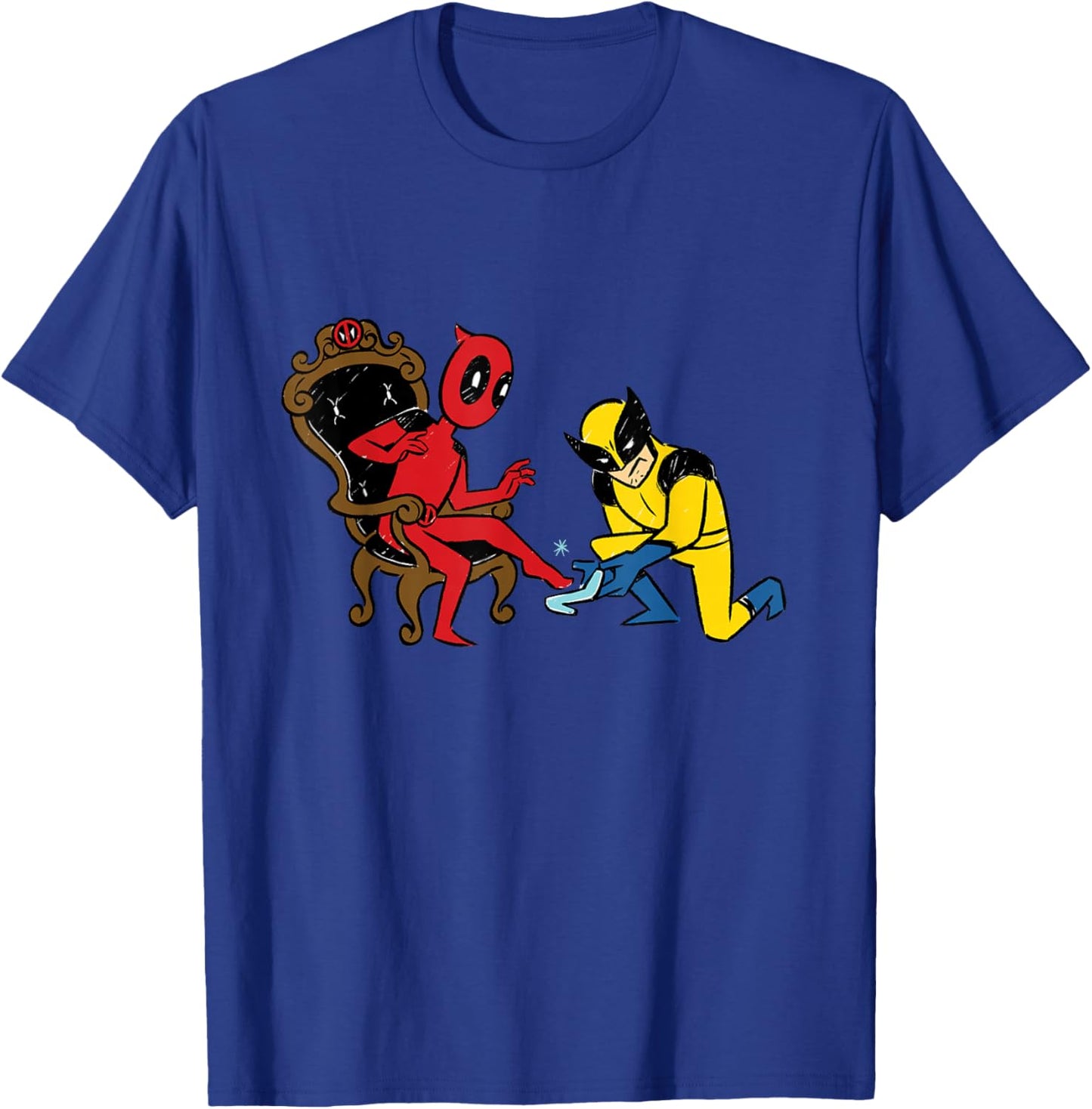 Marvel Deadpool & Wolverine Cinderella Glass Slipper Funny T-Shirt - T-Shirt | Royal