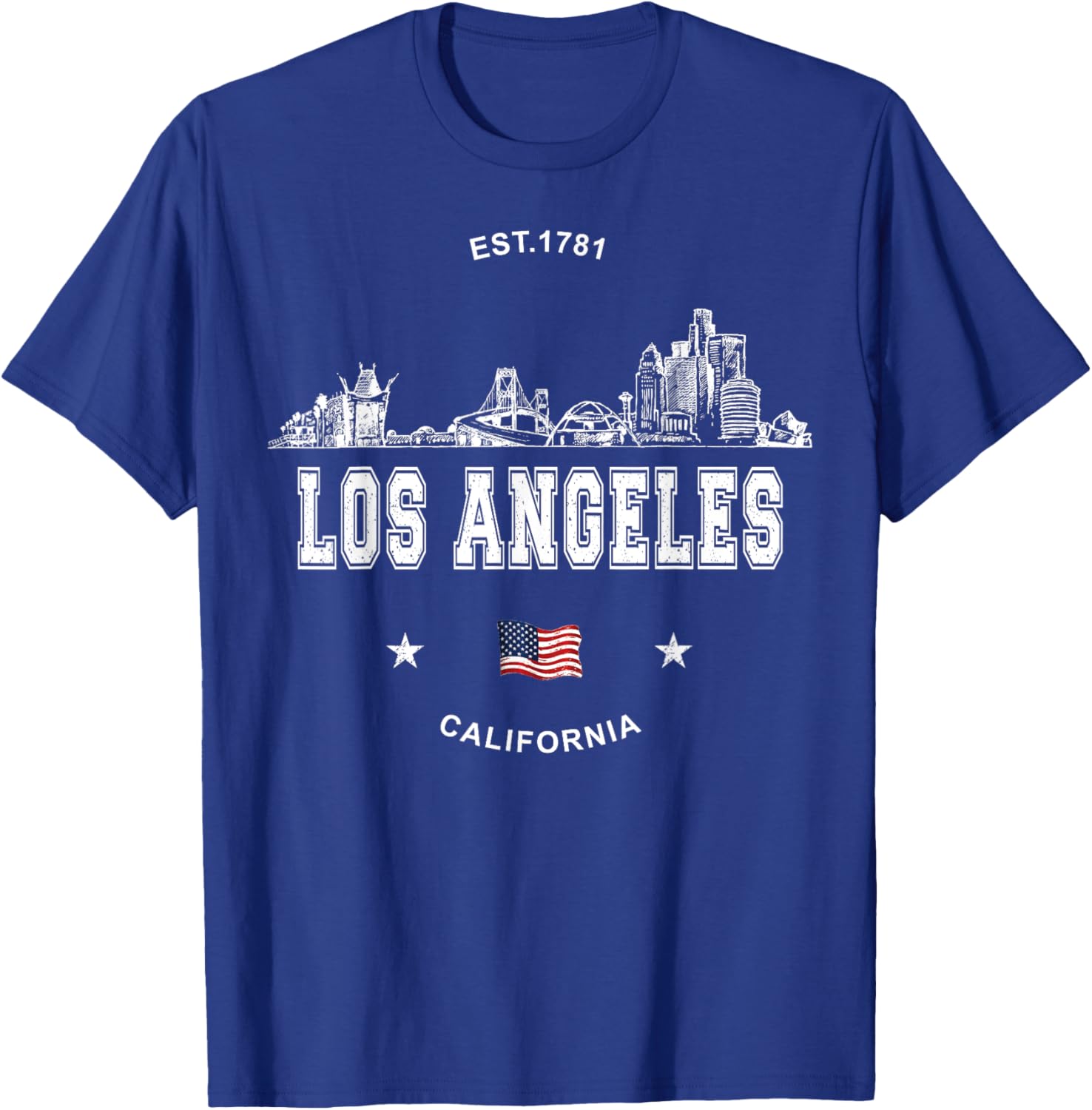 Los Angeles California Skyline T-Shirt - T-Shirt | Royal