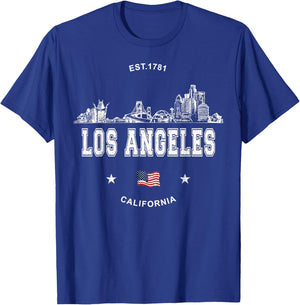 Los Angeles California Skyline T-Shirt - T-Shirt | Royal