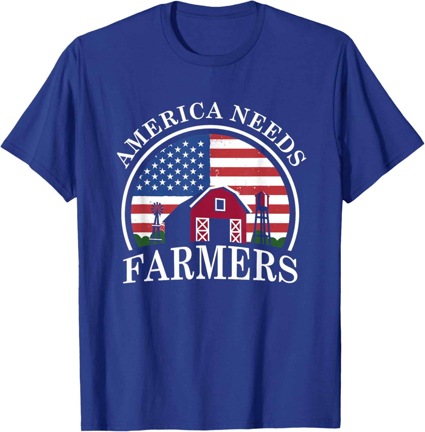 America Needs Farmers | American US Flag | Tractor T-Shirt - T-Shirt | Royal