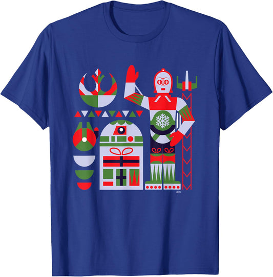 Star Wars R2-D2 and C-3PO Nordic Print Christmas Holiday T-Shirt - T-Shirt | Royal