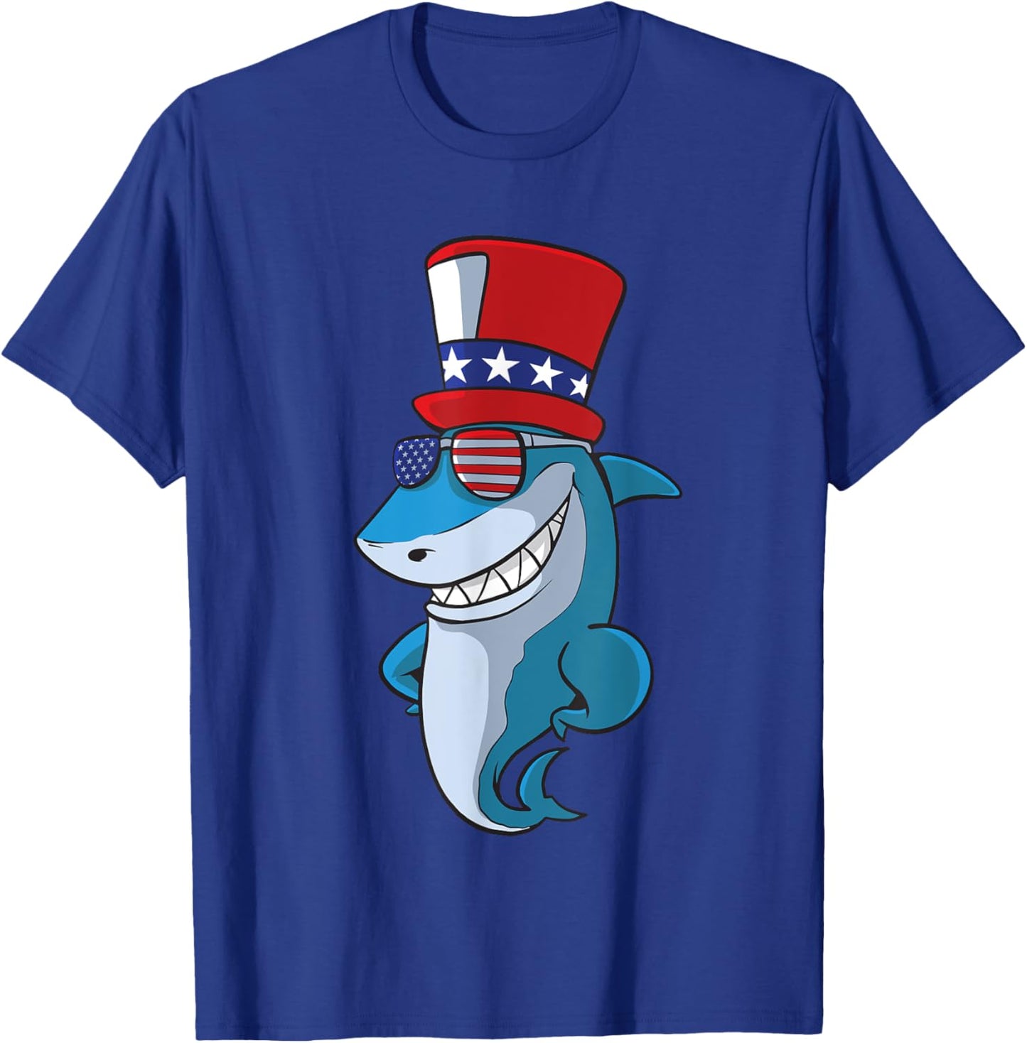 Cute Shark 4th Of July Independence Day America USA T-Shirt - T-Shirt | Royal