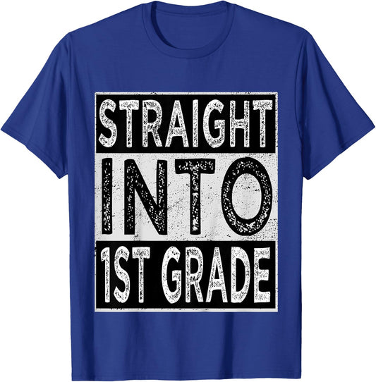 Straight Into 1st Grade Back To School First Day Boys T-Shirt - T-Shirt | Royal