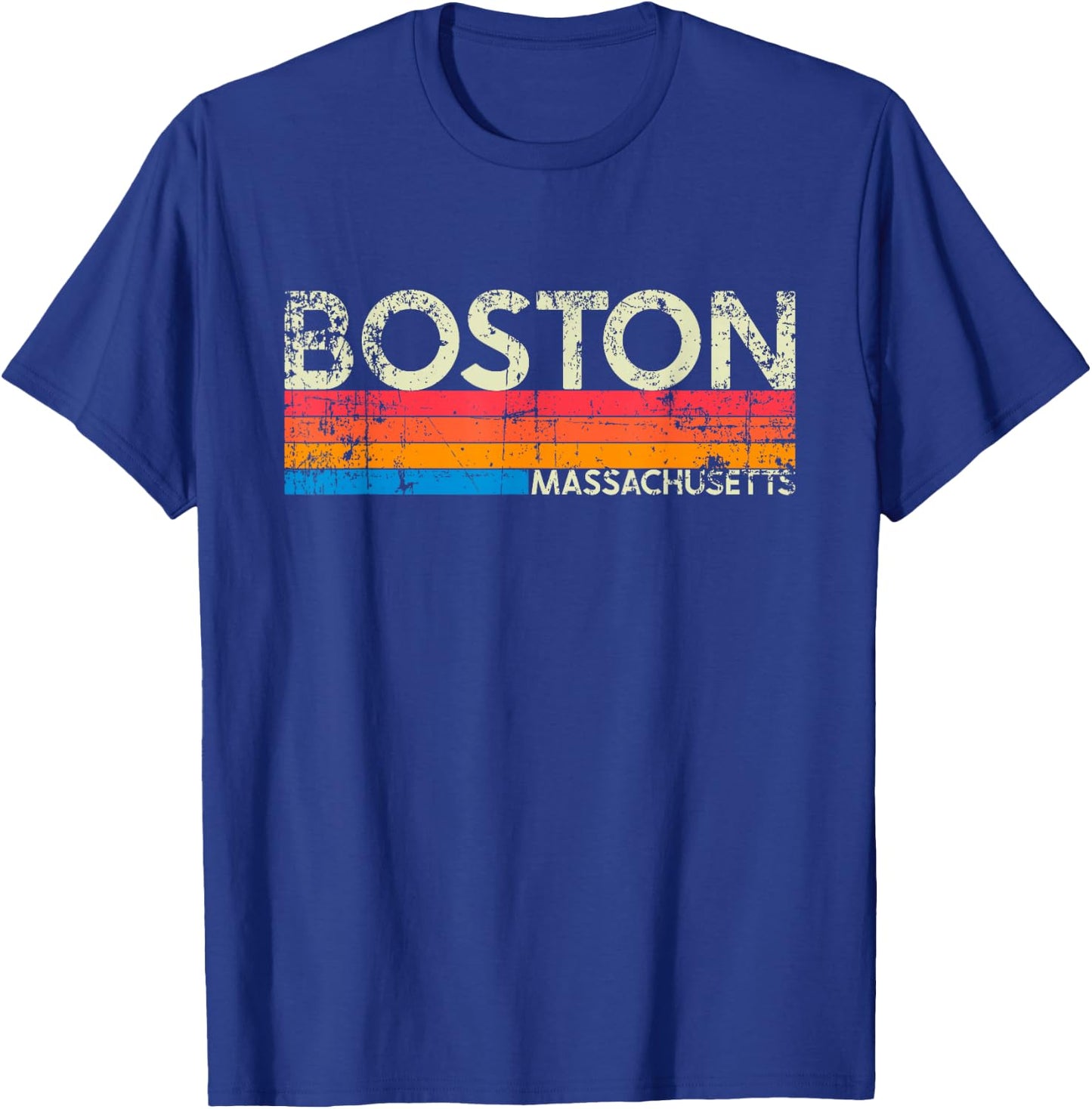 Vintage Retro Boston Massachusetts Distressed Souvenir T-Shirt - T-Shirt | Royal