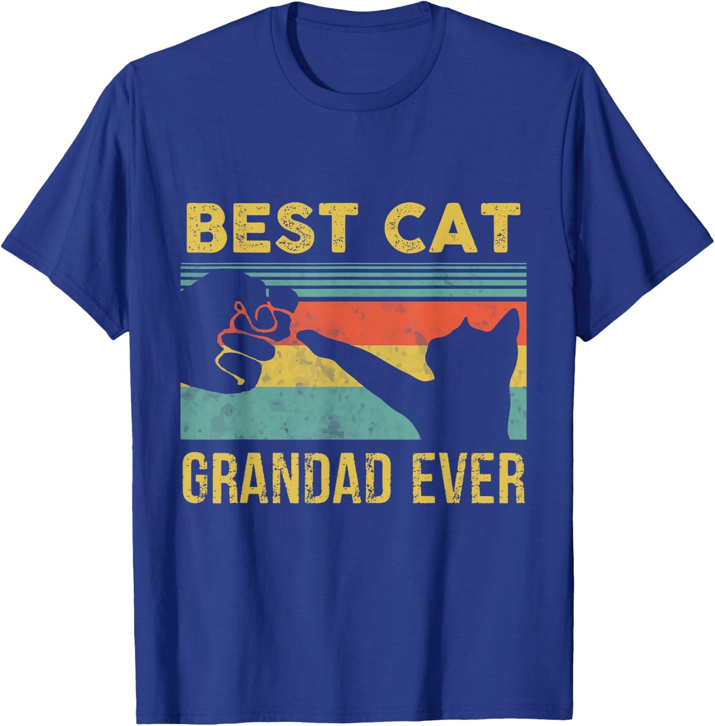 Best Cat Grandad Ever Vintage Cats Happy Father's Day T-Shirt - T-Shirt | Royal