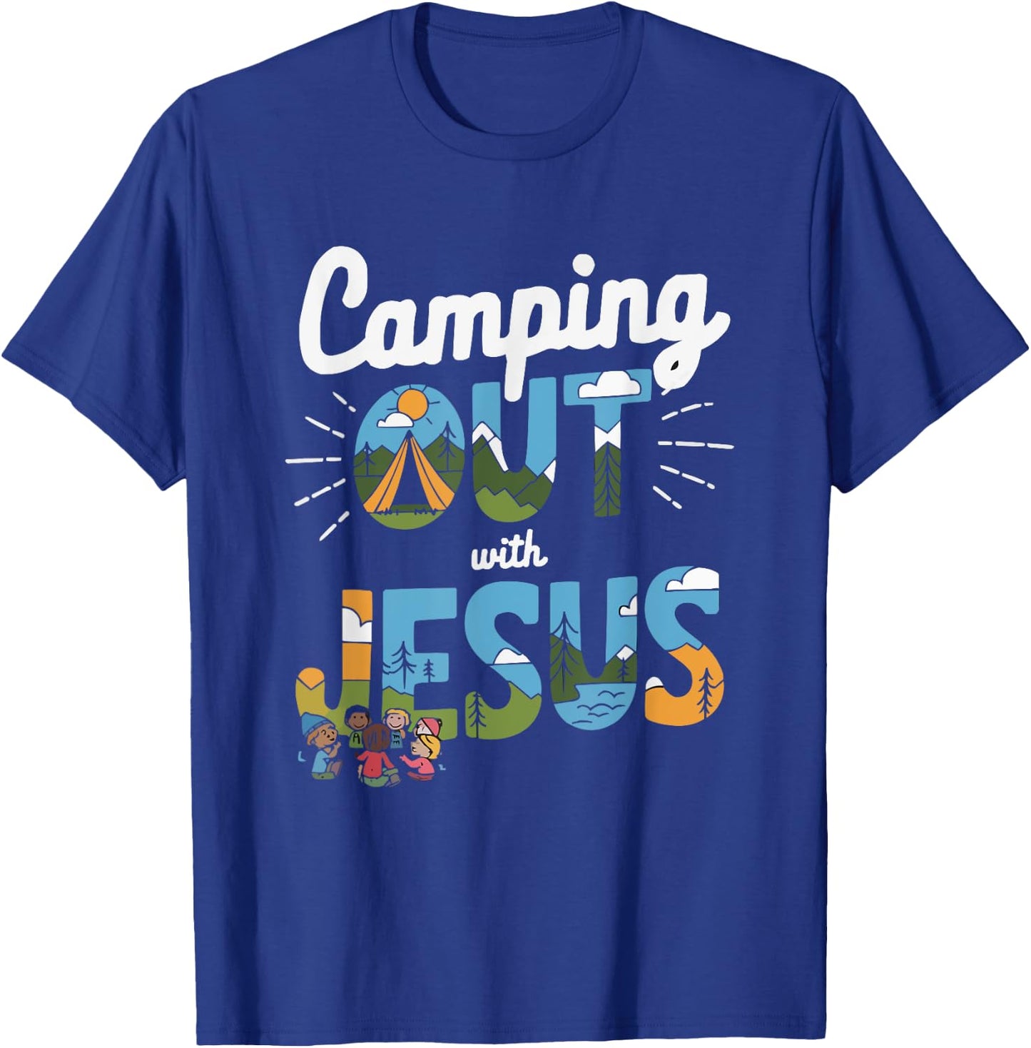 Camping Jesus Christ Religion Christian Camper Christianity T-Shirt - T-Shirt | Royal