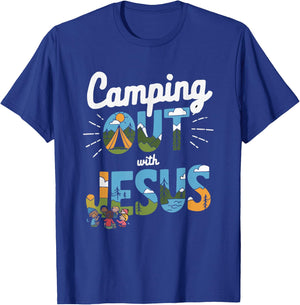 Camping Jesus Christ Religion Christian Camper Christianity T-Shirt - T-Shirt | Royal
