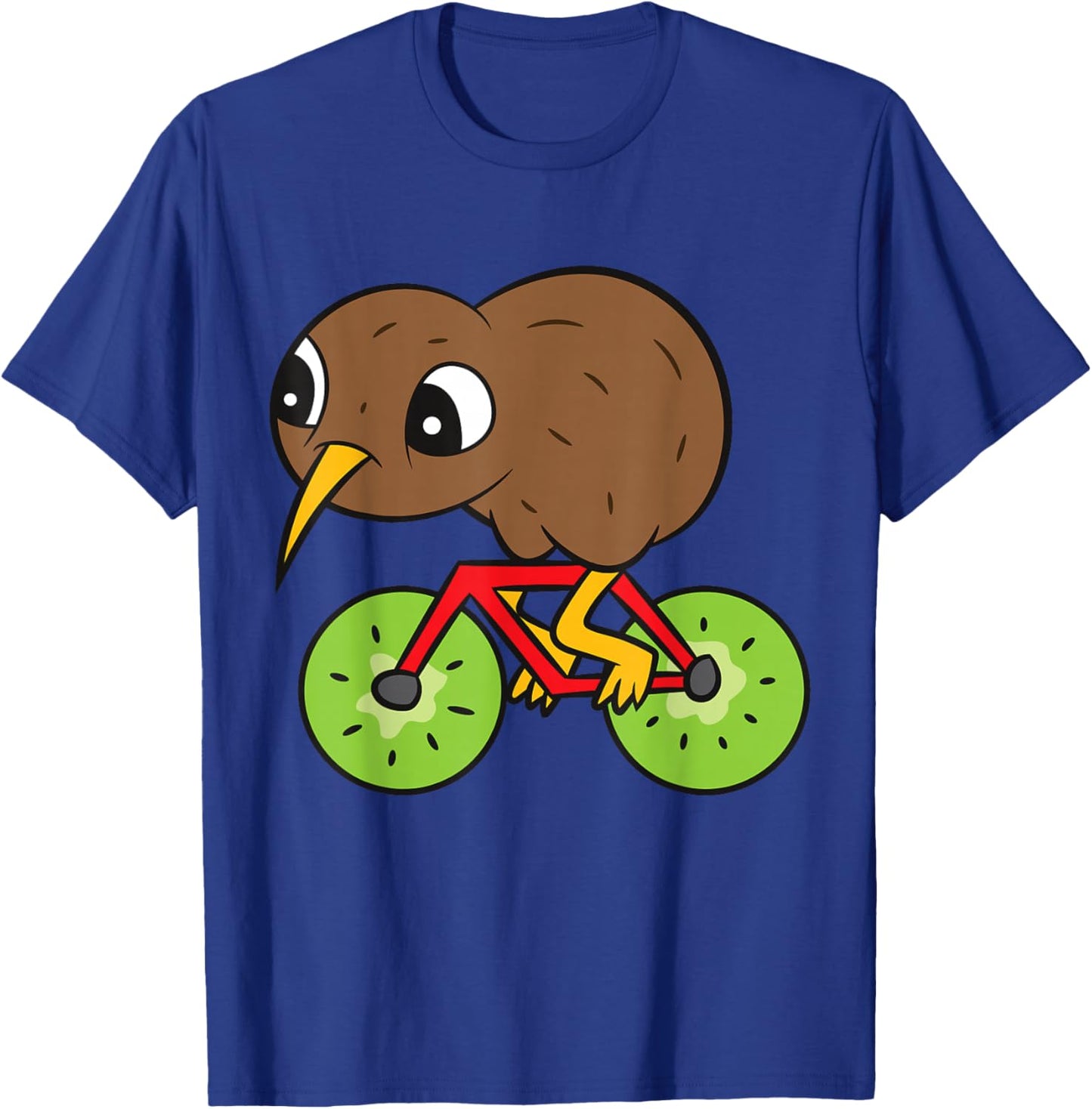 Kiwi Bird On Kiwi Bicycle Kawaii Kiwi T-Shirt - T-Shirt | Royal