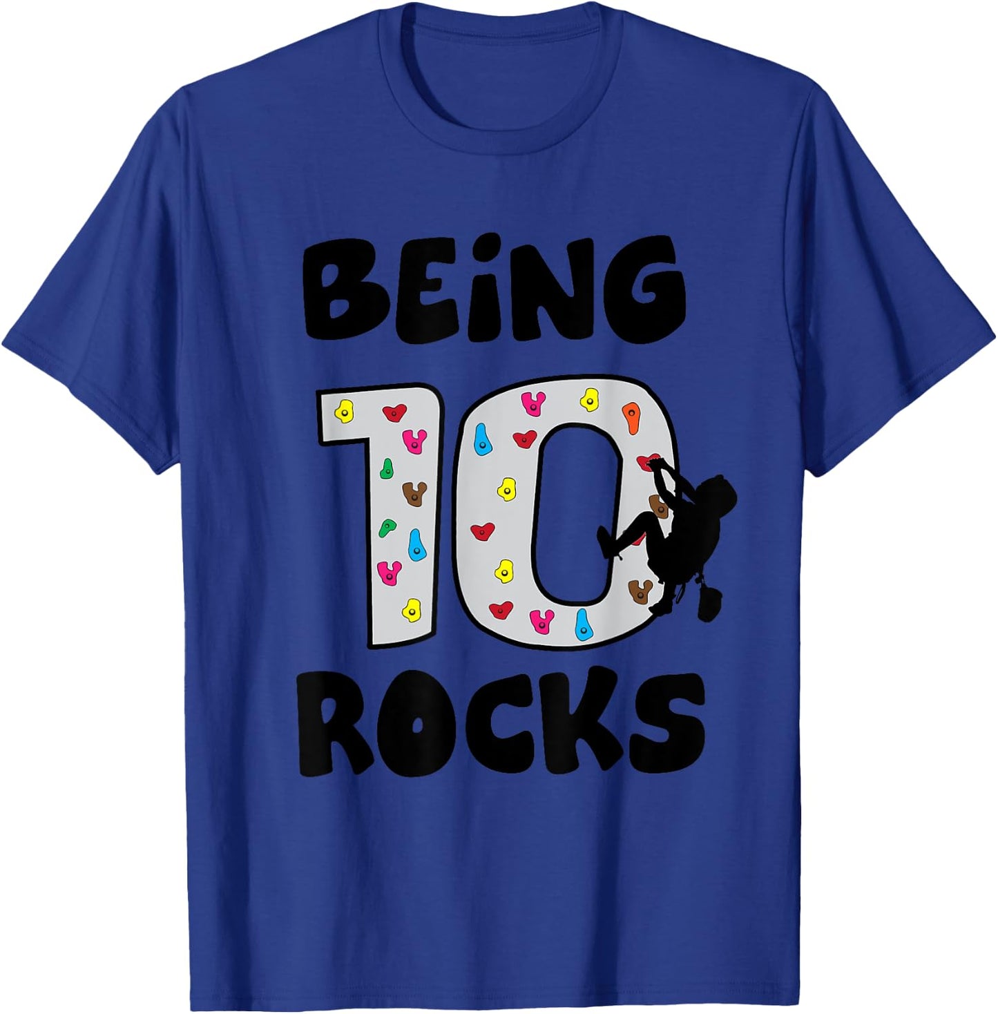 Rock Climbing Funny 10 Years Old 10th Birthday Gift Kids T-Shirt - T-Shirt | Royal