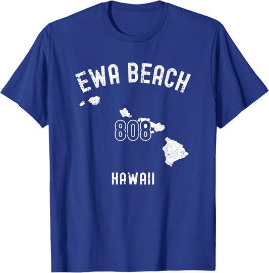 Ewa Beach Hawaii HI 808 Vintage Athletic Style T-Shirt - T-Shirt | Royal