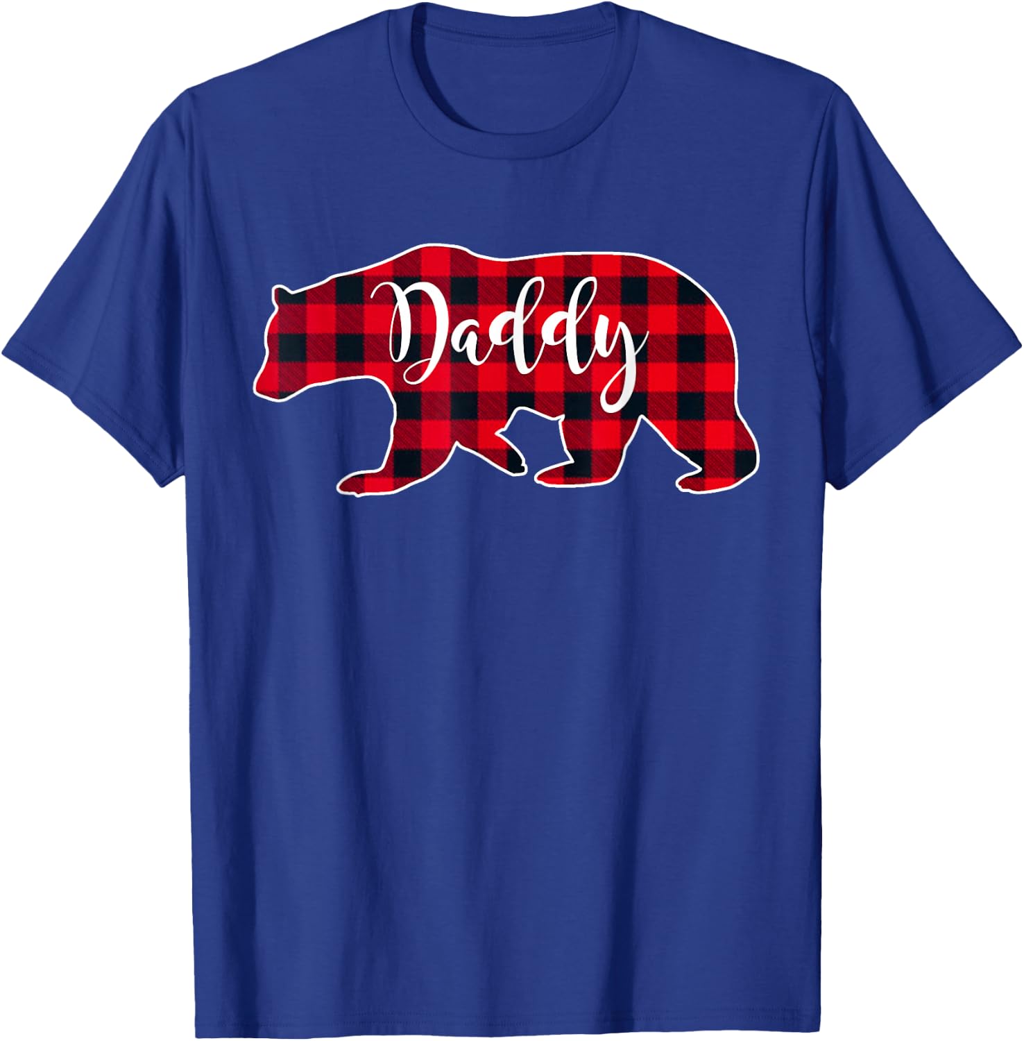 Daddy Bear Black Red Buffalo Check Plaid Fun Dad Father Gift T-Shirt - T-Shirt | Royal