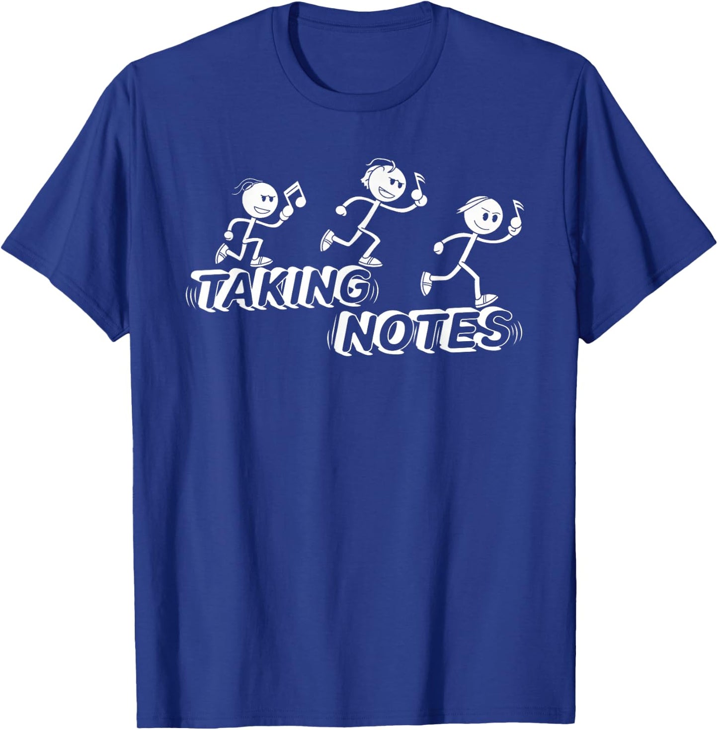 Fun "Taking Notes" Music Stick Figures T-Shirt - T-Shirt | Royal