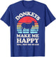 Donkeys Make Me Happy Donkey Lover Farmer Farm Animal Retro T-Shirt - T-Shirt | Royal