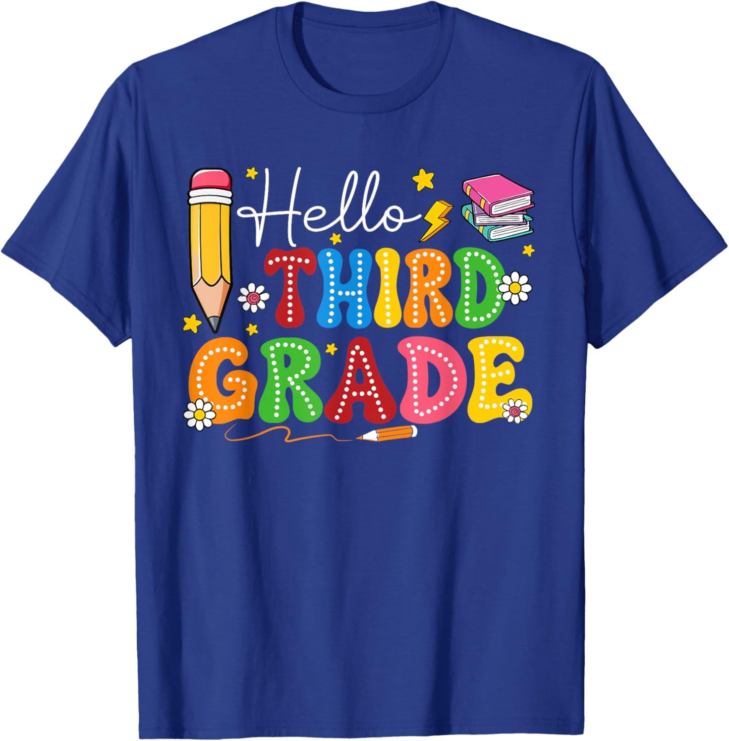 Groovy Hello Third Grade Teacher Kids First Day Of School T-Shirt - T-Shirt | Royal