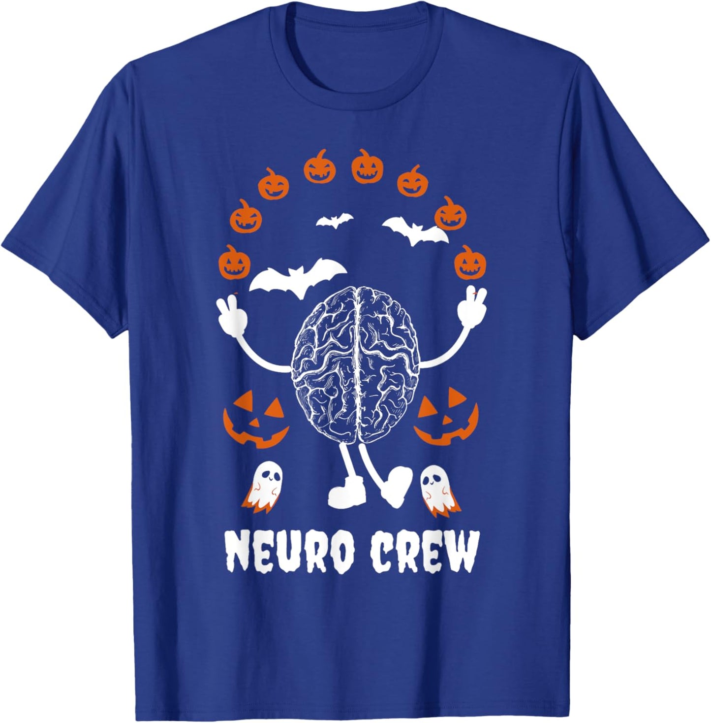 Neuro Nurse Crew Halloween Anatomical Brain Anatomy Pumpkins T-Shirt - T-Shirt | Royal