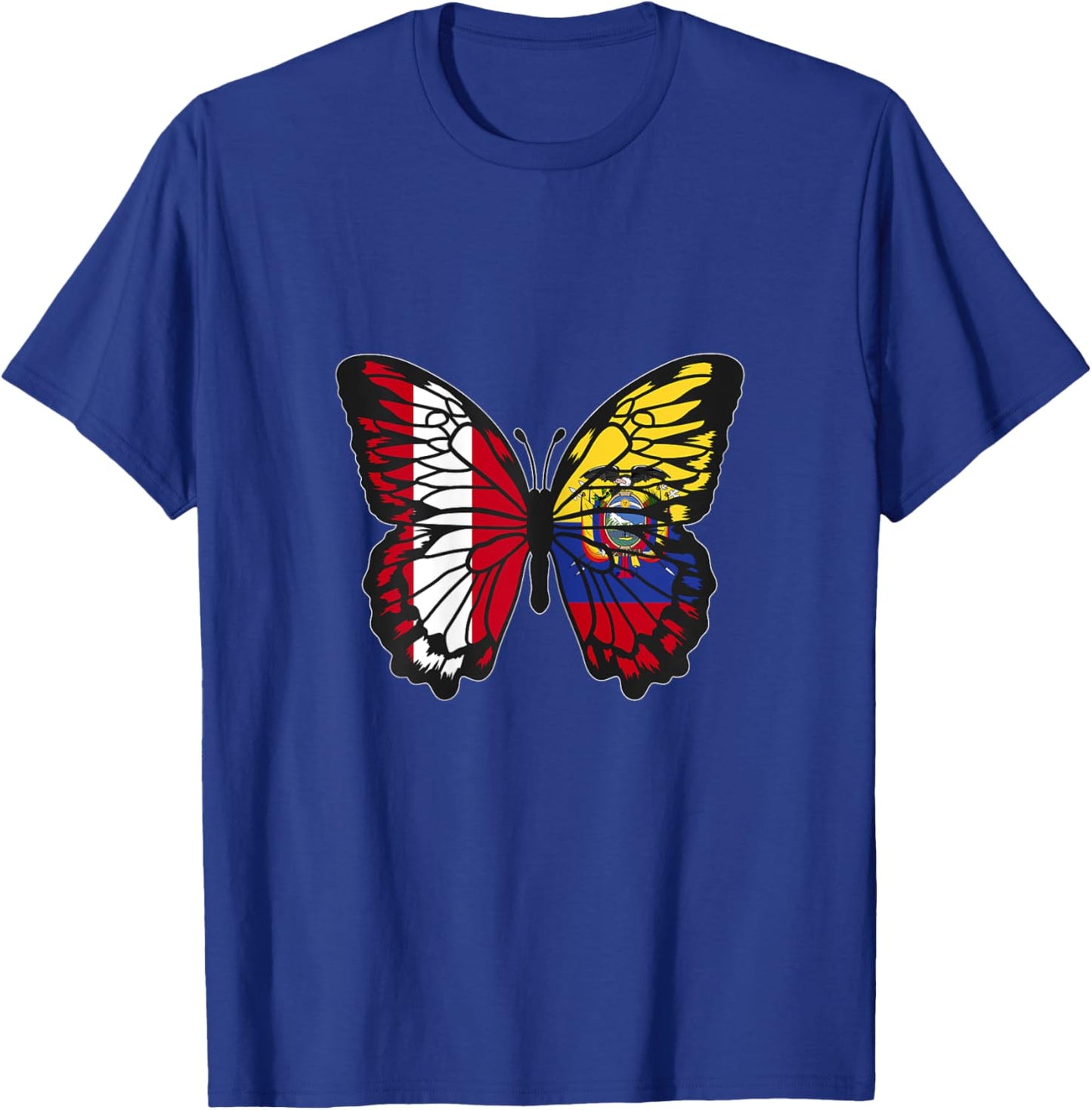 Peru and Ecuador Mix Butterfly Half Peruvian half Ecuadorian T-Shirt - T-Shirt | Royal