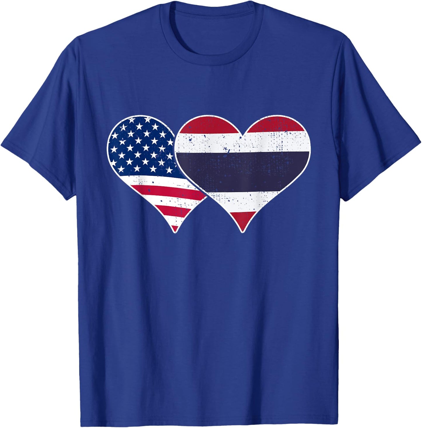 USA and Thailand Flags - American & Thai Vintage Hearts T-Shirt - T-Shirt | Royal