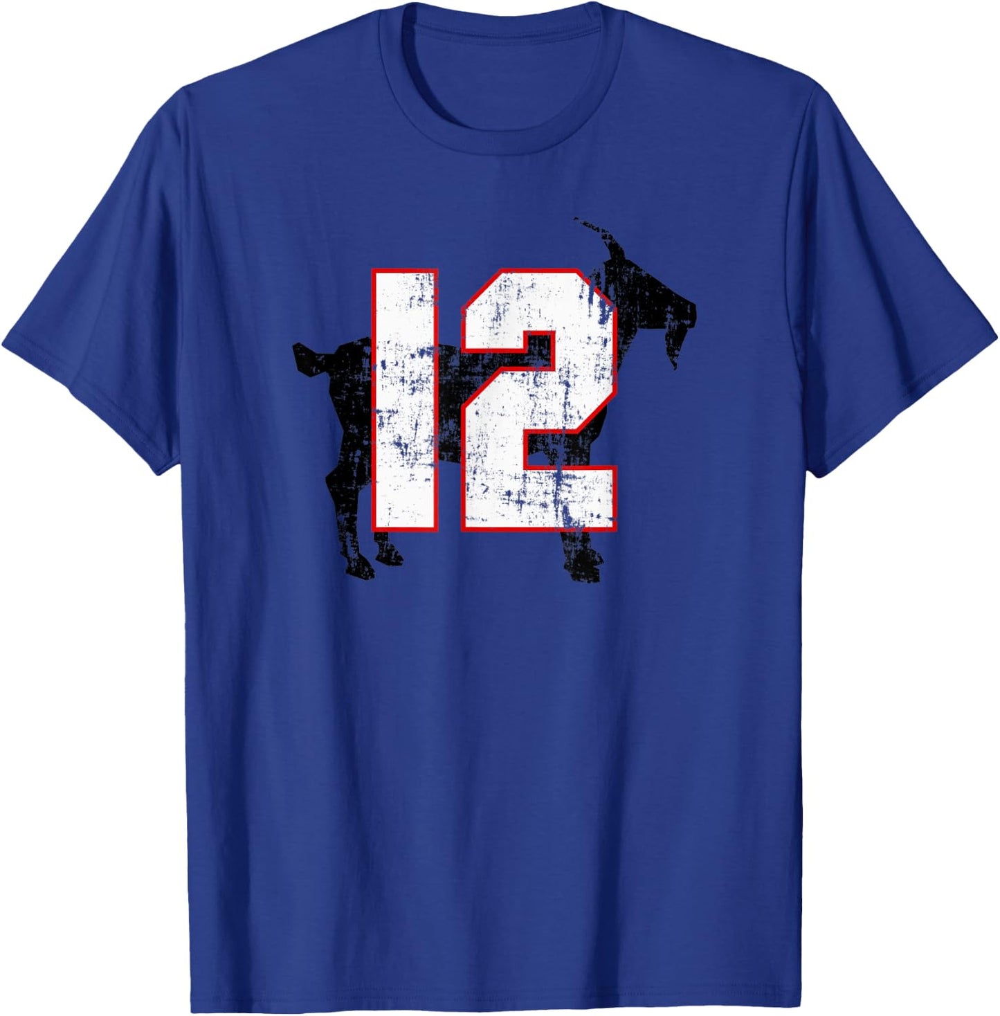 GOAT 12 Greatest (Player) Of All Time Football Distressed T-Shirt - T-Shirt | Royal