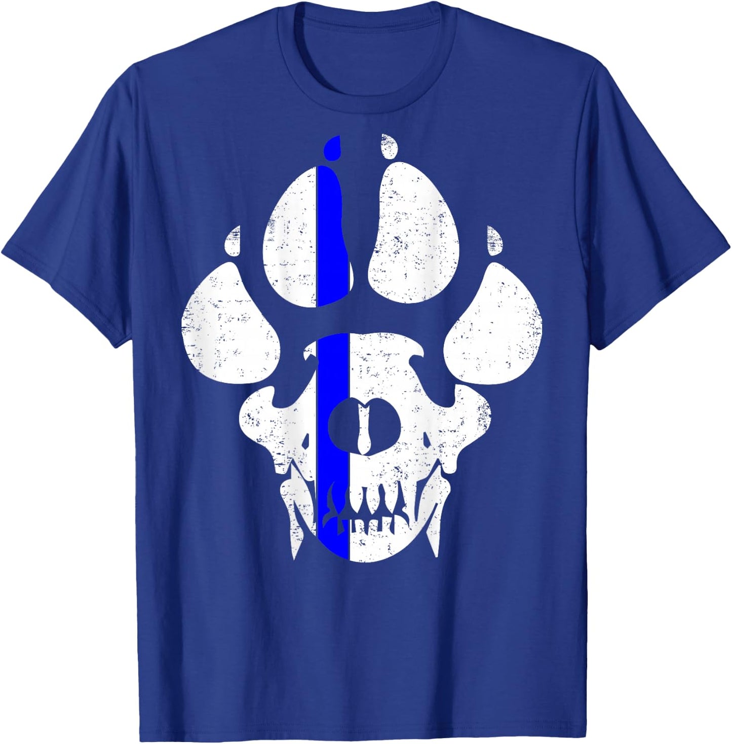 K9 Police Officer Police Dog Paw Skull Law Enforcement T-Shirt - T-Shirt | Royal