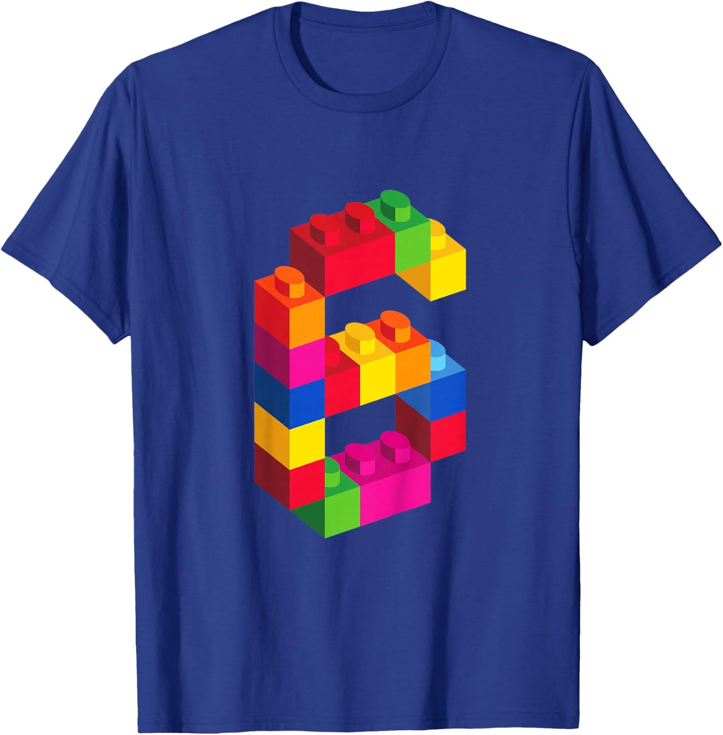 6 Year Old Building Blocks Birthday Bricks 6th Gift T-Shirt - T-Shirt | Royal