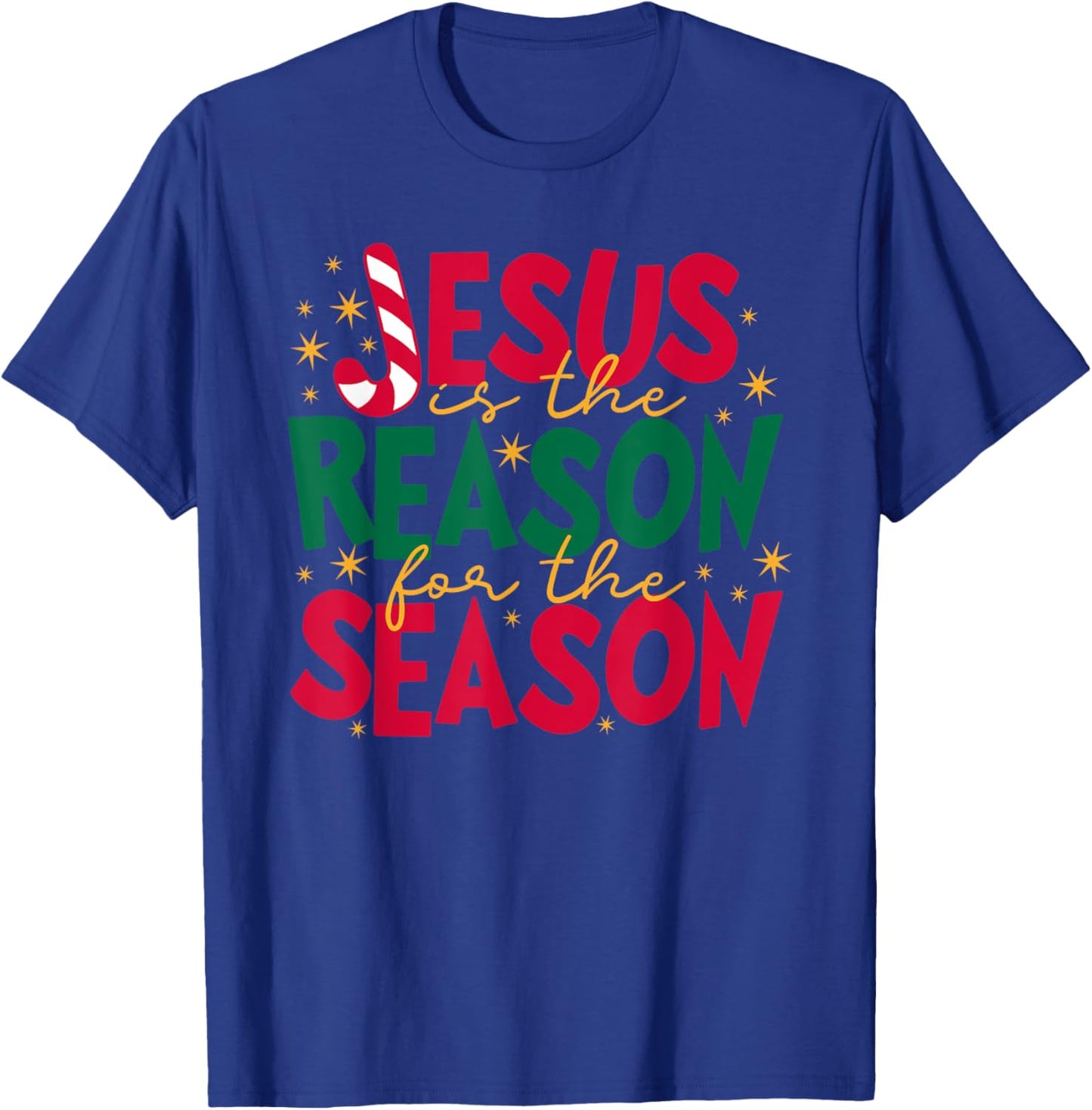 Jesus is the Reason for the Season - Candy Cane "J" T-Shirt - T-Shirt | Royal