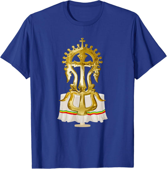 Ethiopian Cross African Graphic Art T-Shirt - T-Shirt | Royal
