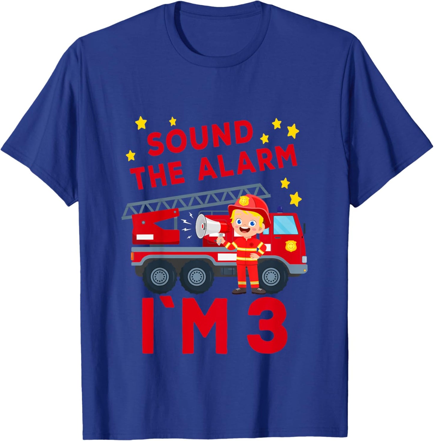 Kids Firefighter 3rd Birthday Fire Truck 3 birthday T-Shirt - T-Shirt | Royal