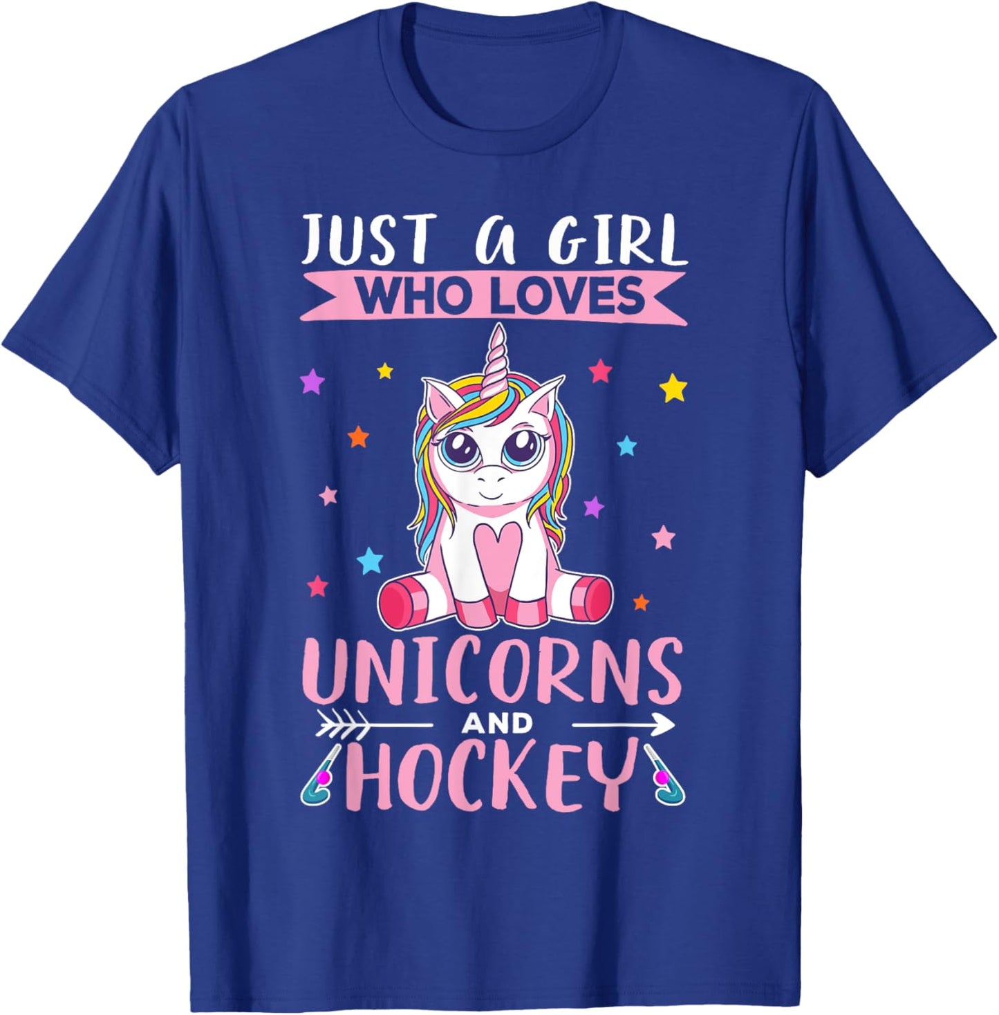 Just A Girl Who Loves Unicorns And Hockey Field Hockey T-Shirt - T-Shirt | Royal