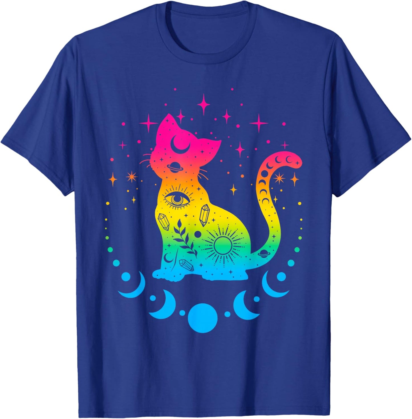 Celestial Pansexual Pride Flag Colours Astrology Cat T-Shirt - T-Shirt | Royal