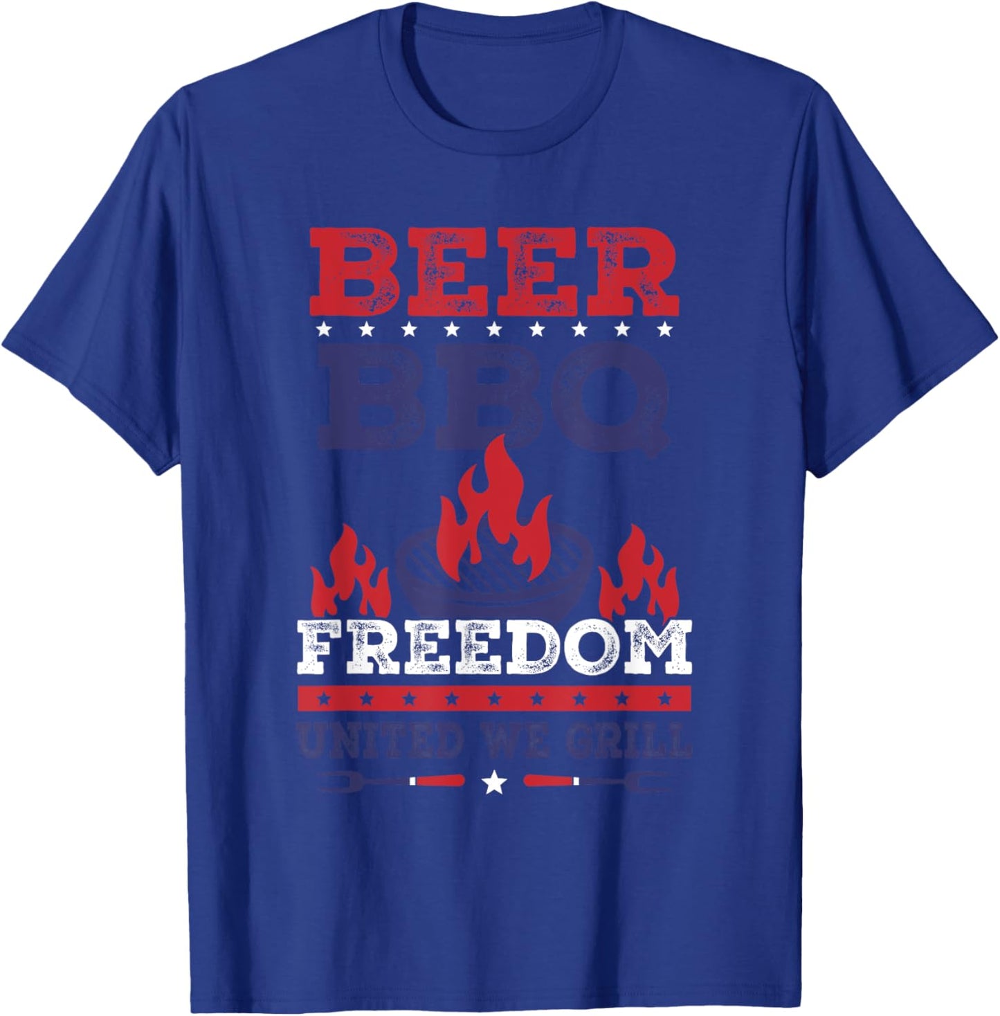 Beer BBQ Freedom United We Grill Apparel T-Shirt - T-Shirt | Royal