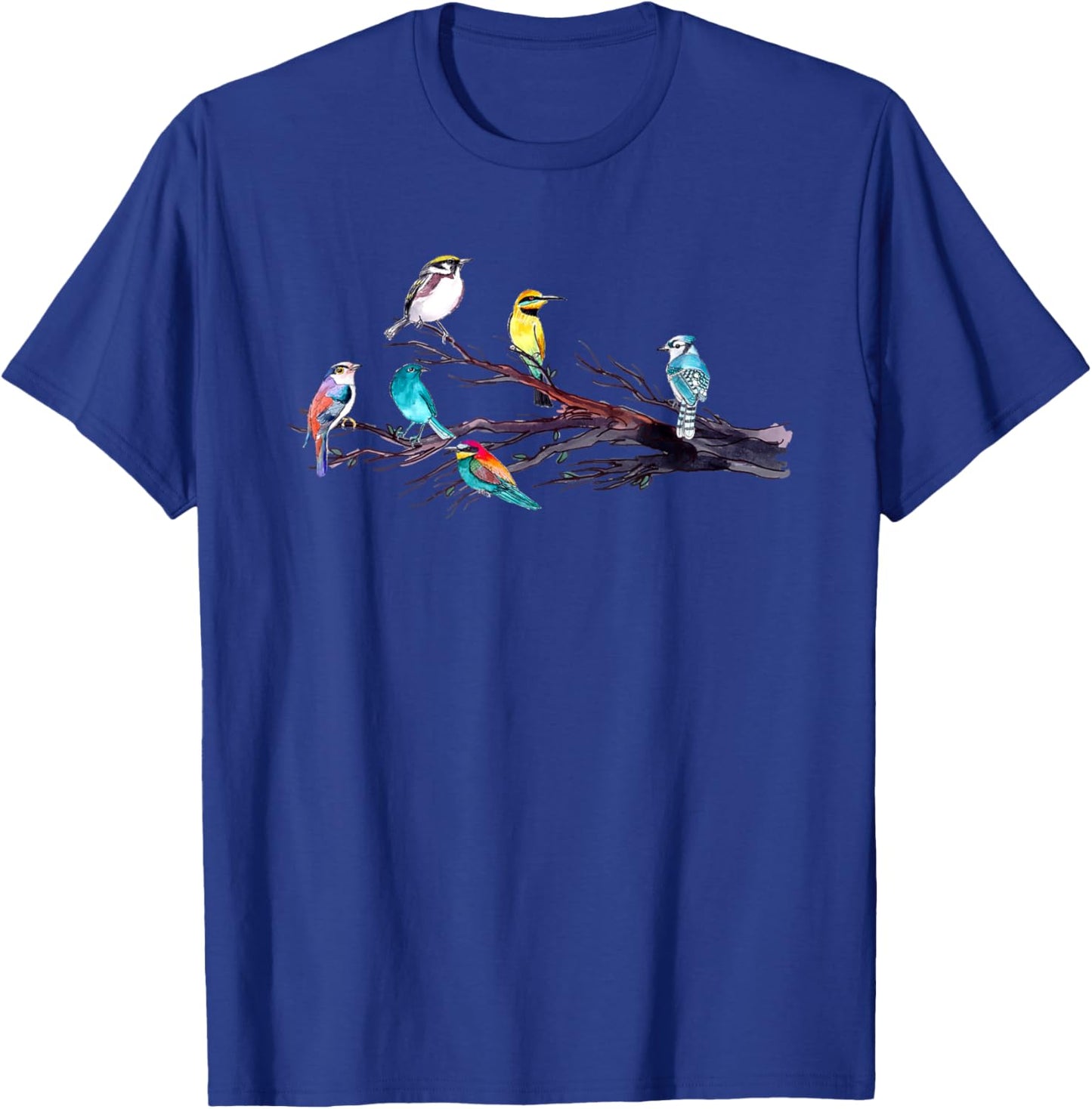 Bird Watching Birder Bird Lover Birds Perched On Tree Branch T-Shirt - T-Shirt | Royal