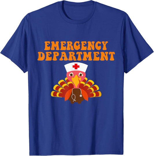 Emergency Department Thanksgiving Day Emergency Room Nurse T-Shirt - T-Shirt | Royal