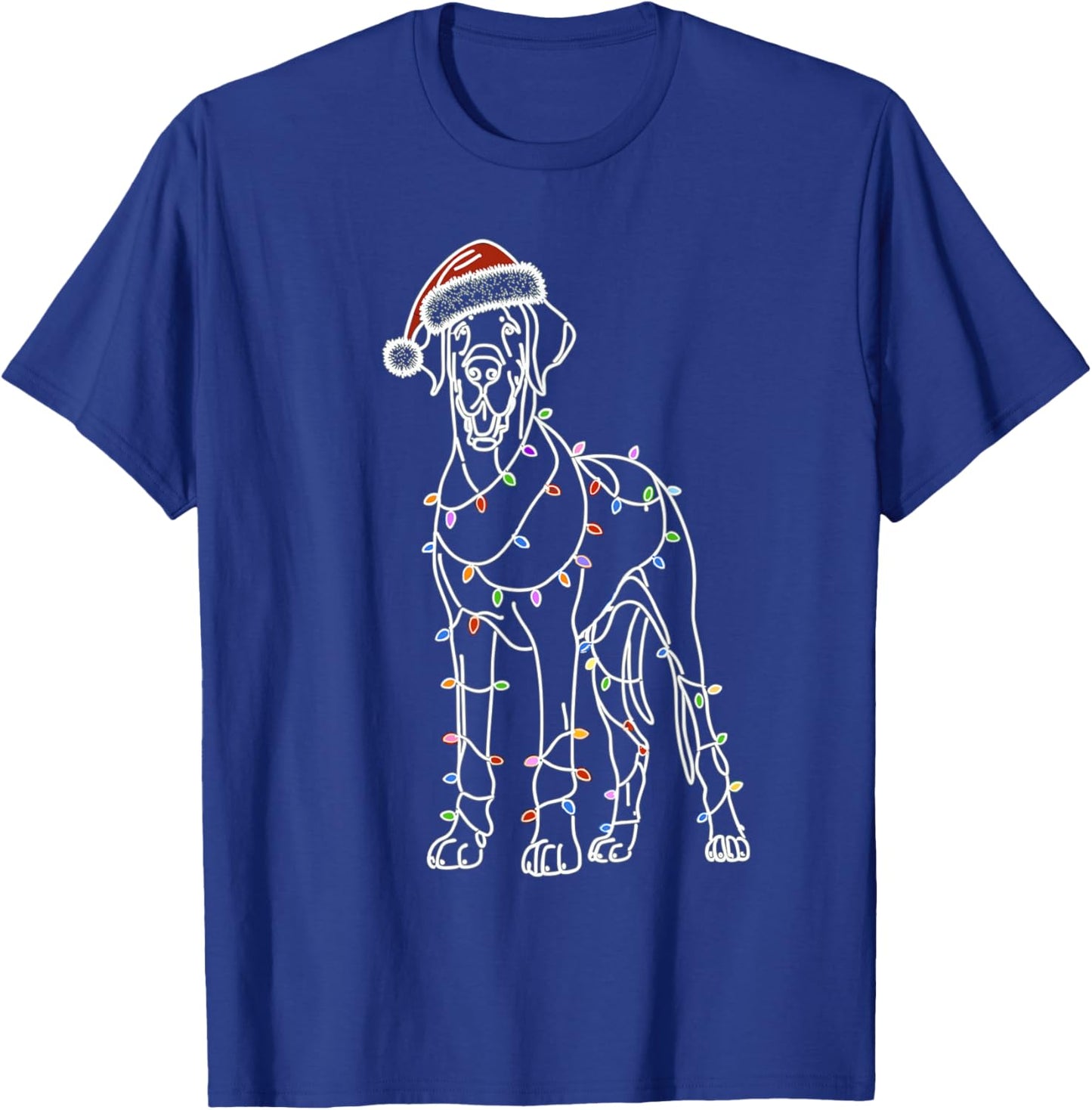 Great Dane Funny Santa Christmas Tree Lights, Pajamas Mom T-Shirt - T-Shirt | Royal