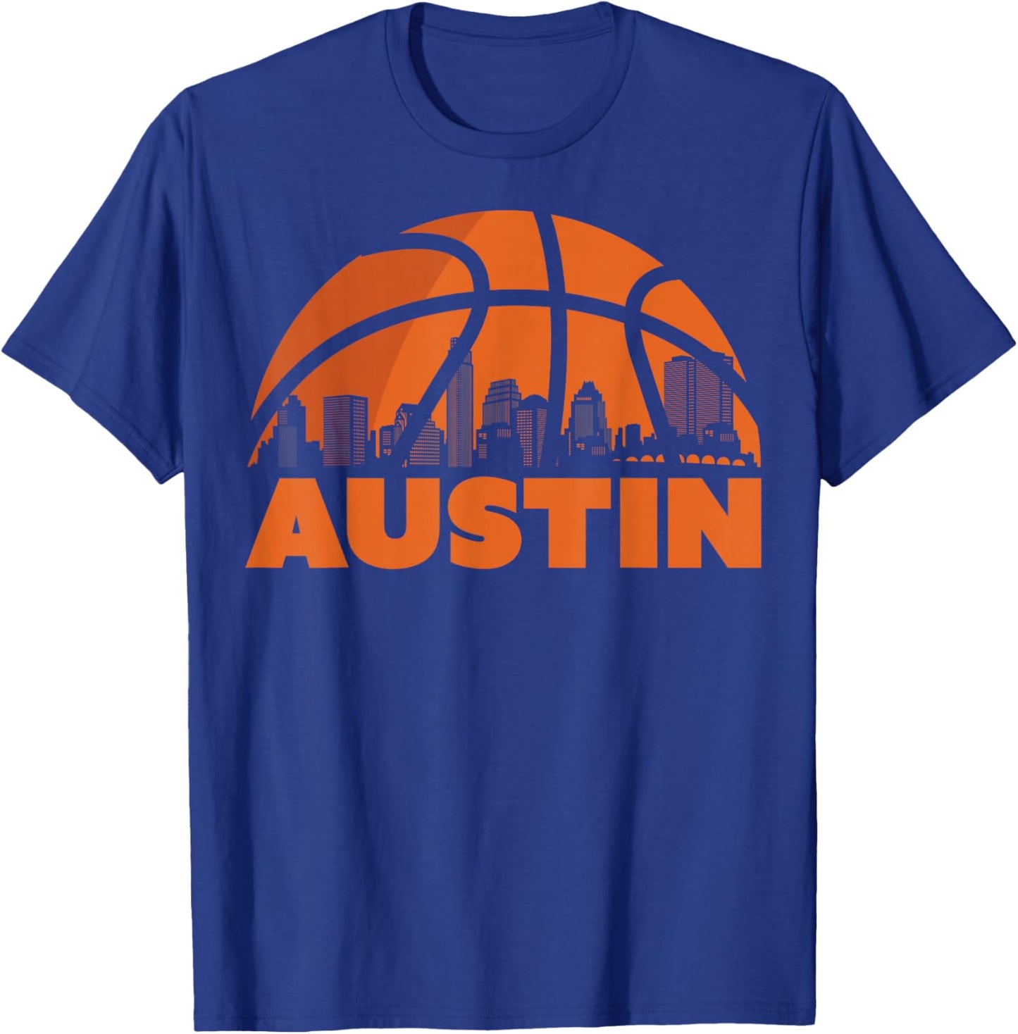 Austin City Skyline Texas Basketball Fan Jersey T-Shirt - T-Shirt | Royal