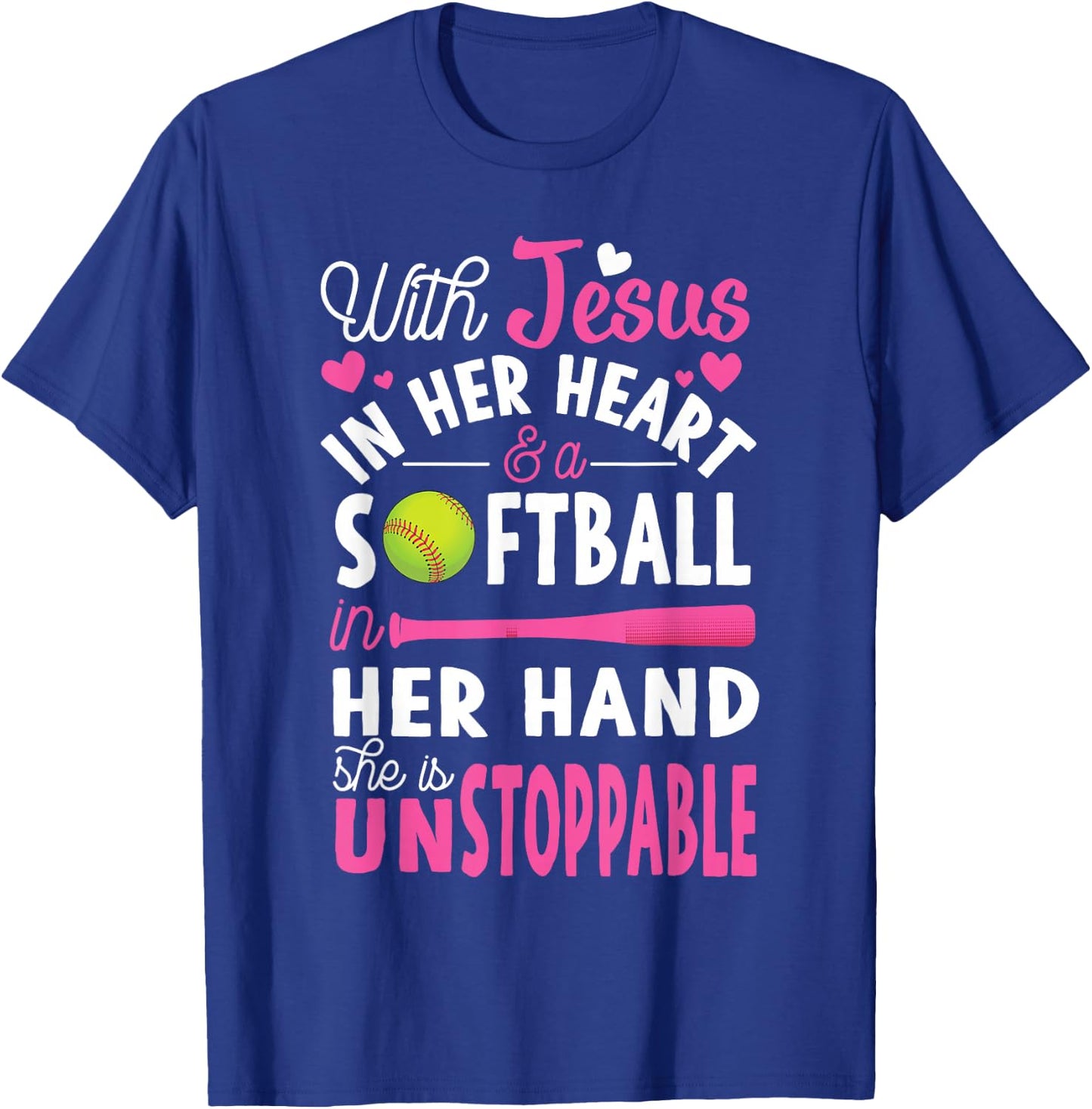 Jesus in Her Heart Softball Hand Funny Pitcher Gift T-Shirt - T-Shirt | Royal