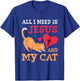 All I Need Is Jesus And My Cat Kitten Kitty Cat Christian Women Girls Kids T-Shirt - T-Shirt | Royal