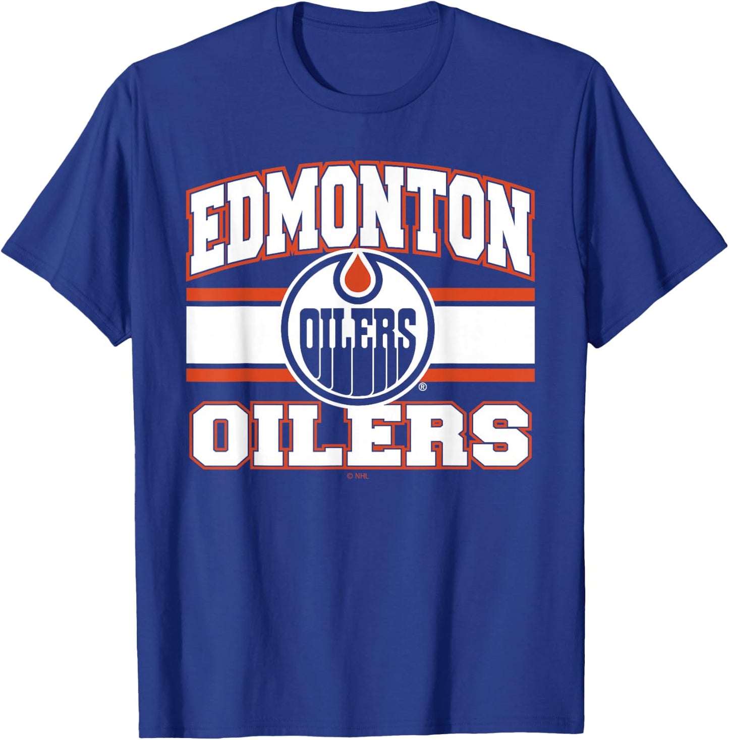 Edmonton Oilers Stripe Blue Officially Licensed T-Shirt - T-Shirt | Royal