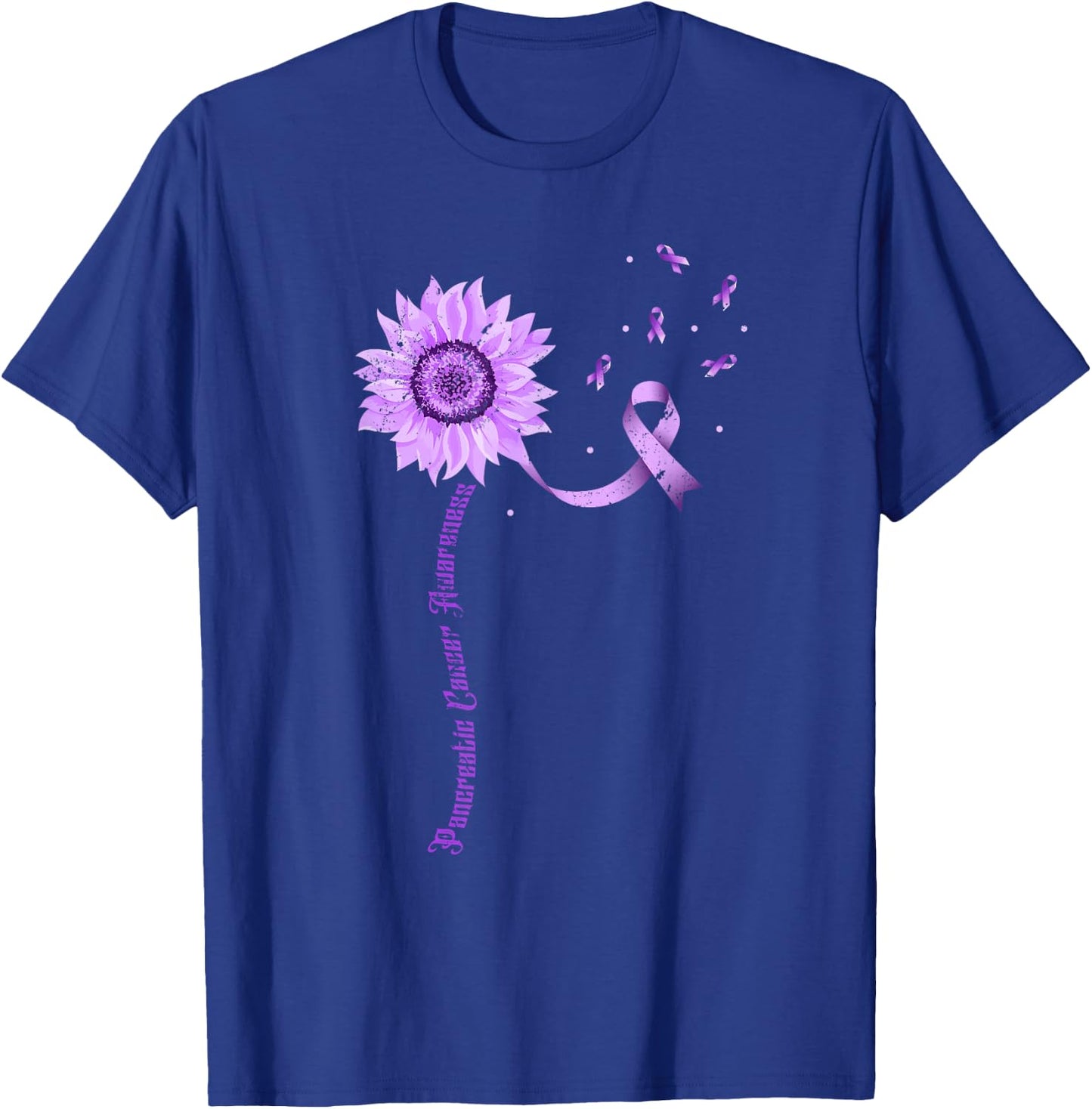 Cancer Survivor Purple Ribbon Gift Pancreatic Cancer T-Shirt - T-Shirt | Royal