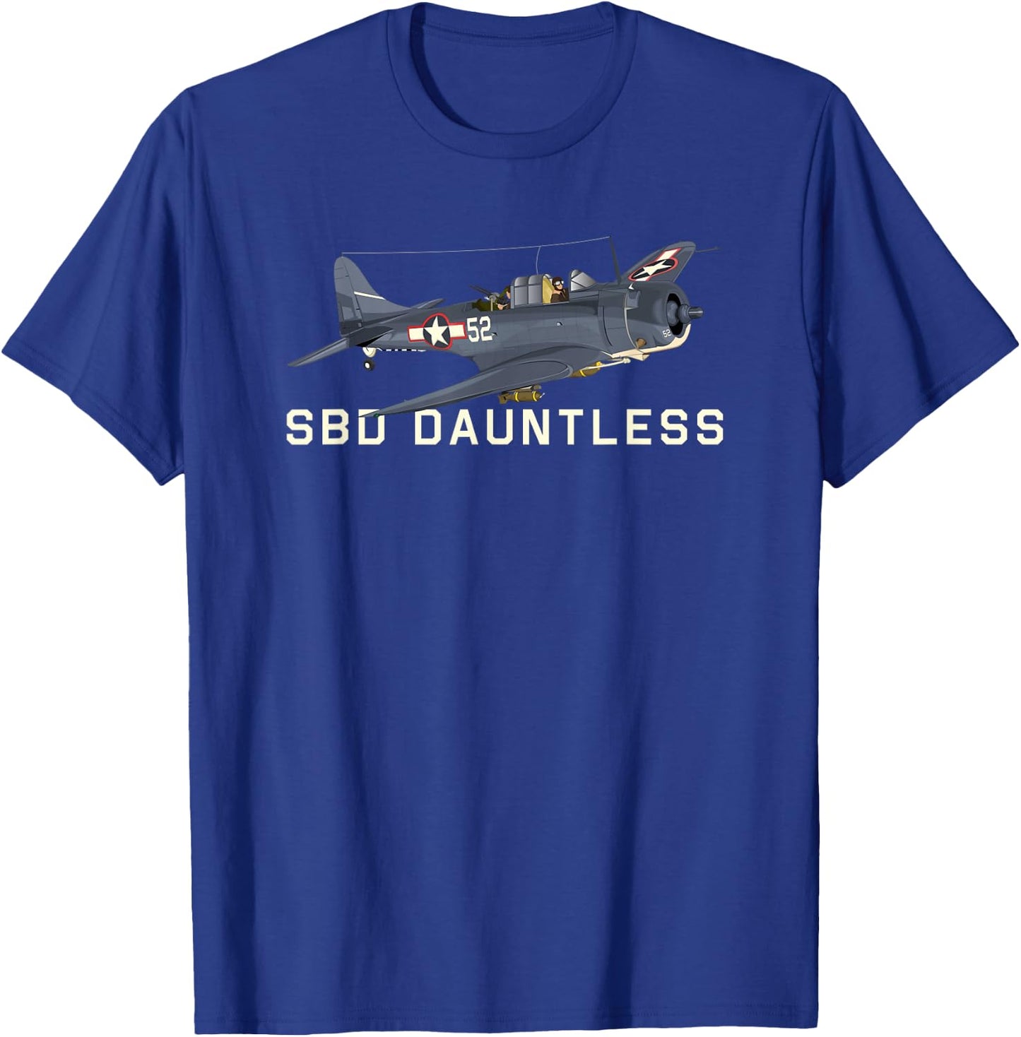 WW2 Aircraft Designs by MJ SBD Dauntless WW2 American Dive Bomber Plane T-Shirt - T-Shirt | Royal