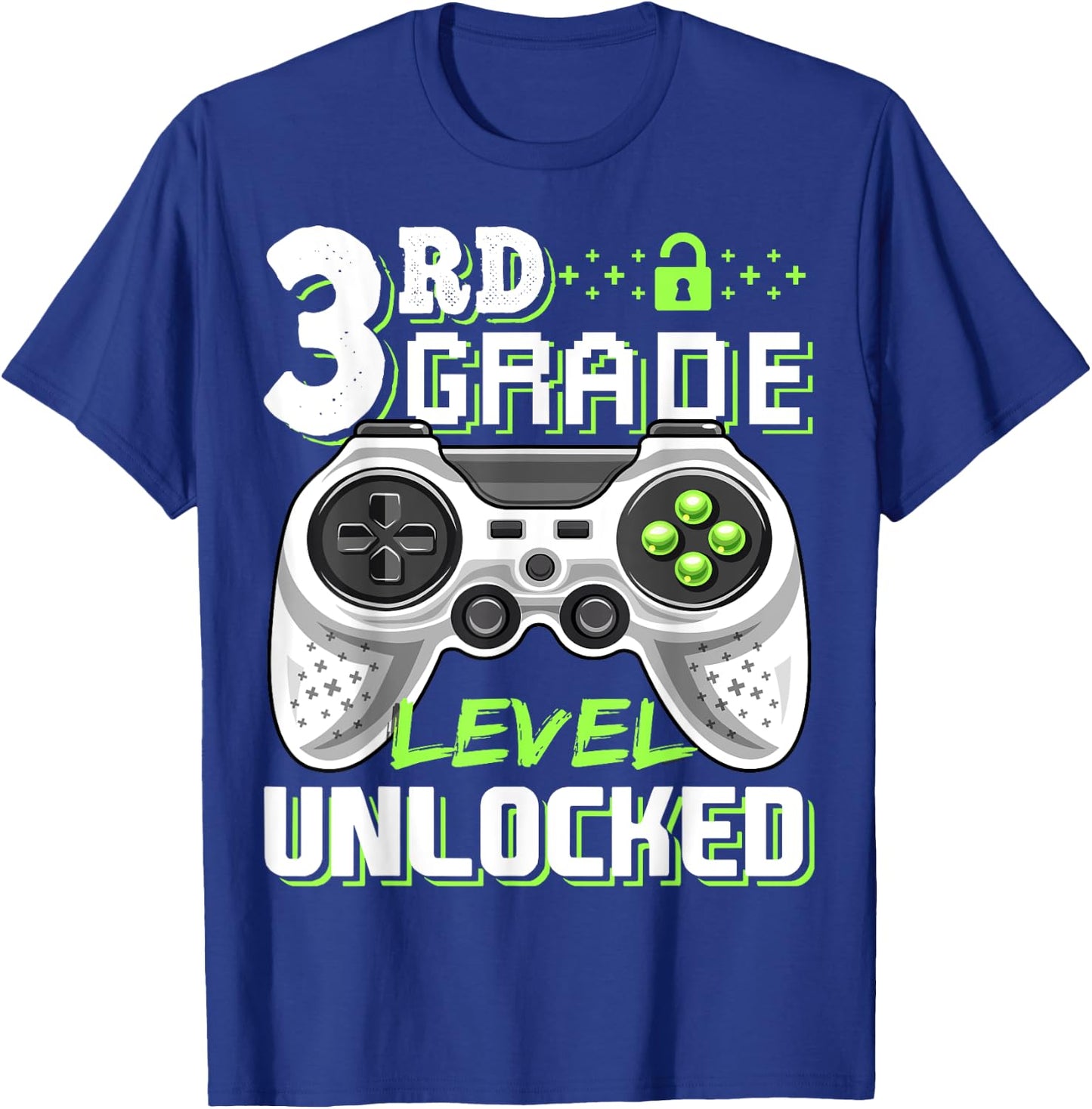3rd Grade Level Unlocked Video Game Back to School Boys T-Shirt - T-Shirt | Royal
