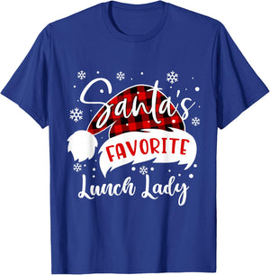 Santa's Favorite Lunch Lady Hat Flannel Christmas 2020 T-Shirt - T-Shirt | Royal
