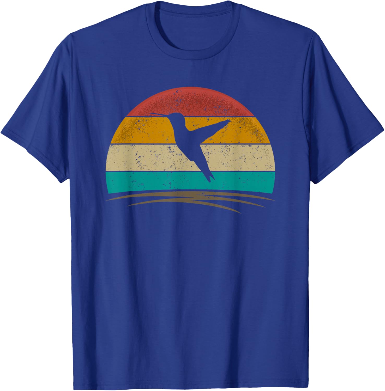 Hummingbird Retro Vintage 70s Distressed Men Women T-Shirt - T-Shirt | Royal