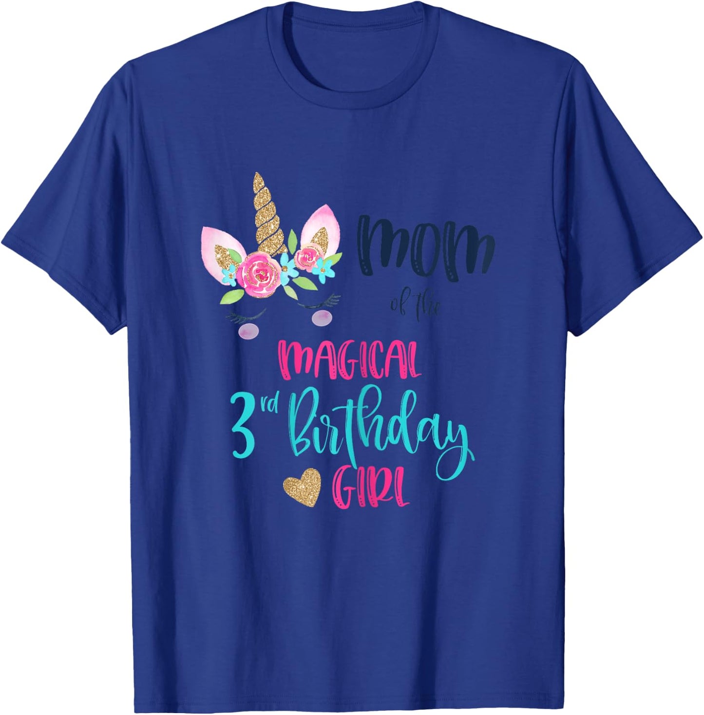 Unicorn Mom of the 3rd Birthday Girl Matching Daughter Party T-Shirt - T-Shirt | Royal