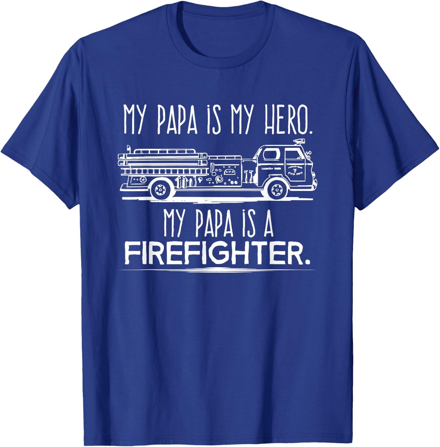 My Papa is a Hero Firefighter Fireman Grandson Granddaughter T-Shirt - T-Shirt | Royal