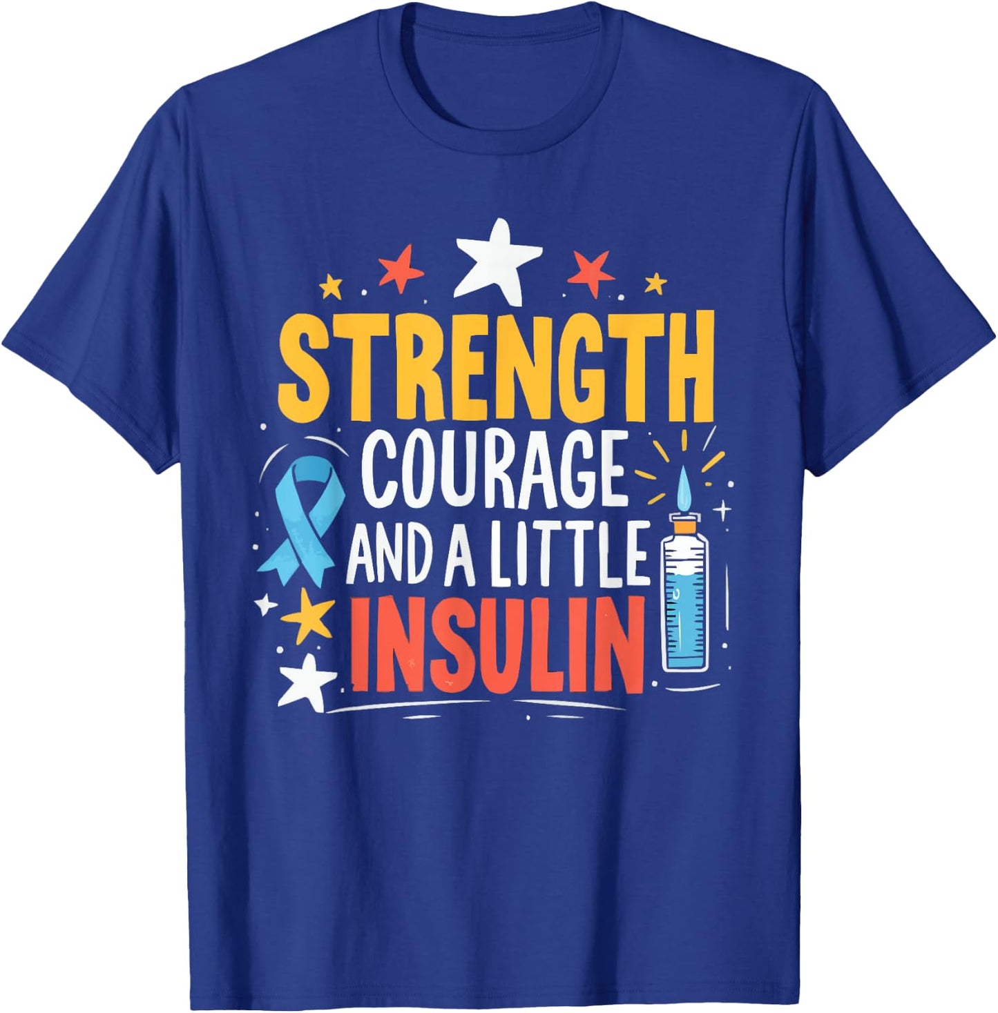 T1D Warrior Insulin Diabetic Type 1 Diabetes Awareness T-Shirt - T-Shirt | Royal