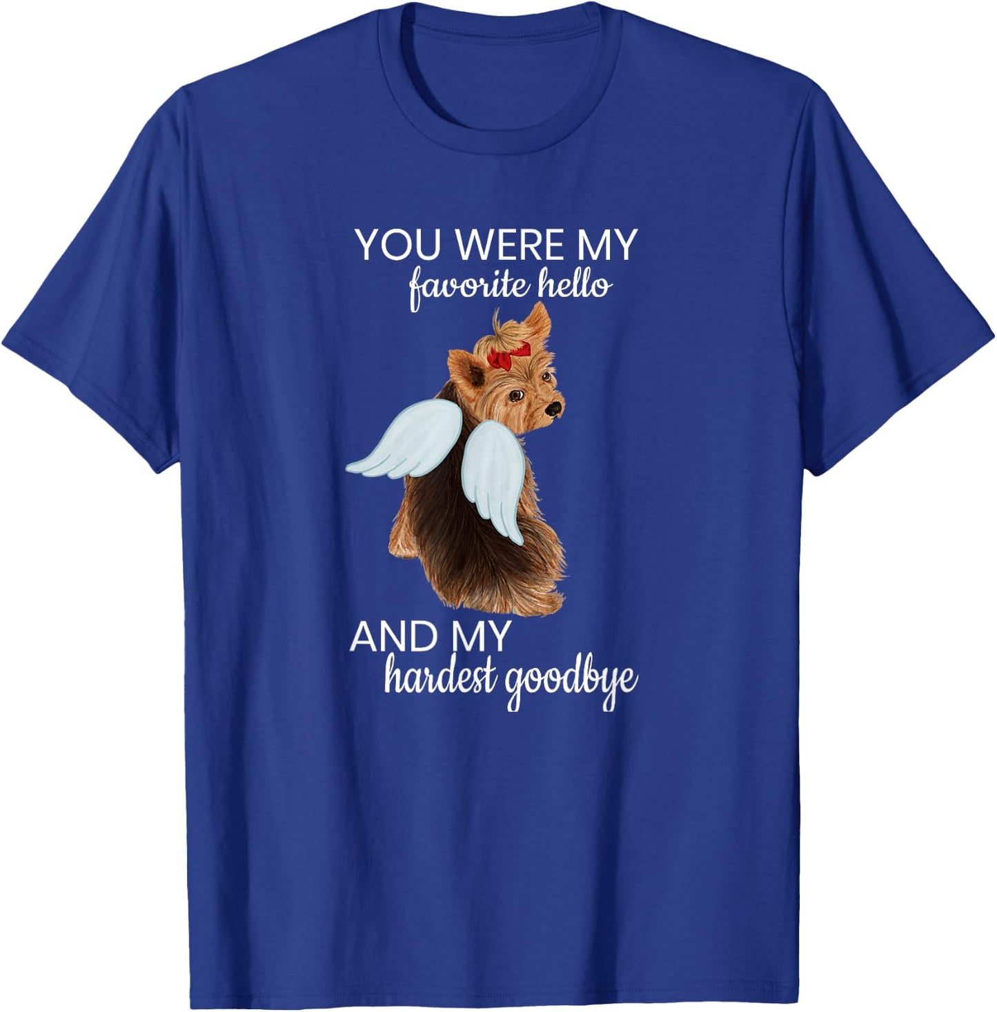 Angel Wing Dog Yorkie Memorial Puppy Rainbow Bridge Pet Women Girls Kids T-Shirt - T-Shirt | Royal