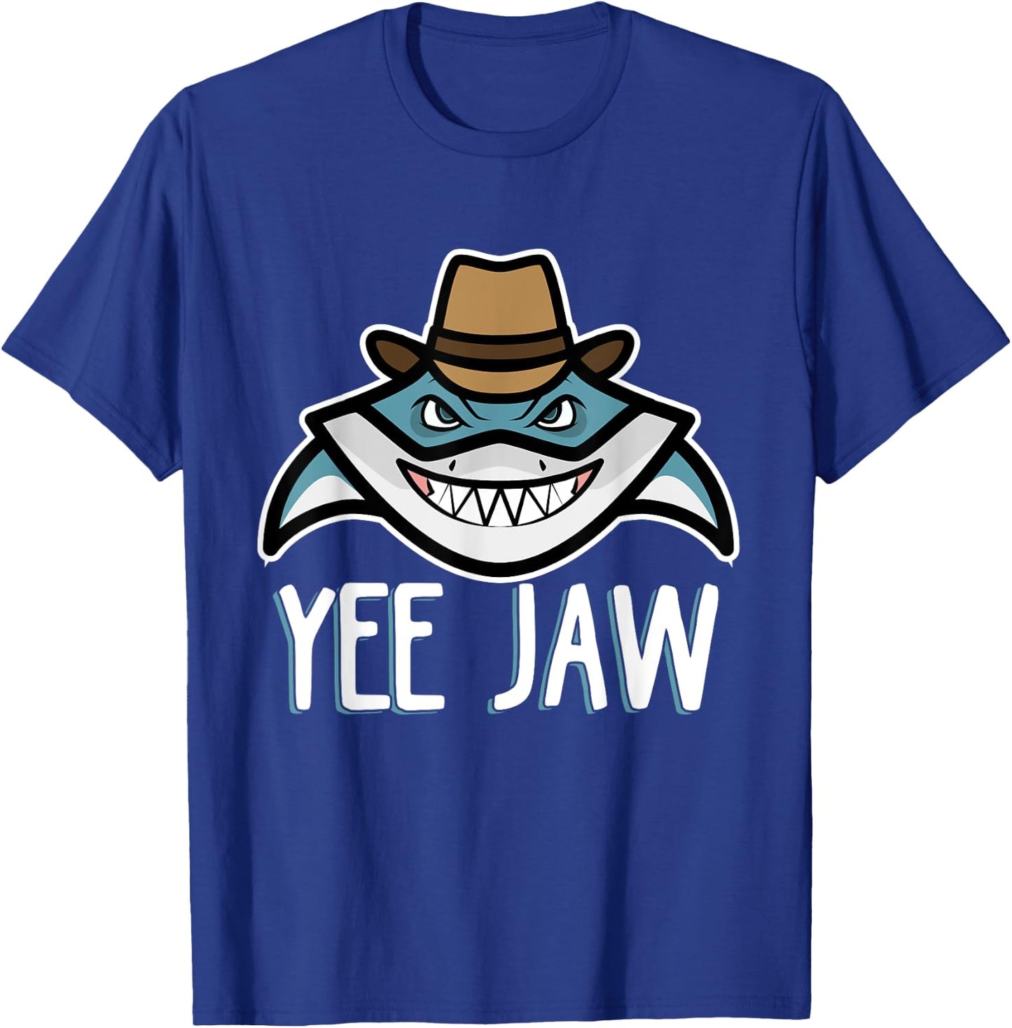 Shark Cowboy Hat Funny Yee Jaw T-Shirt - T-Shirt | Royal